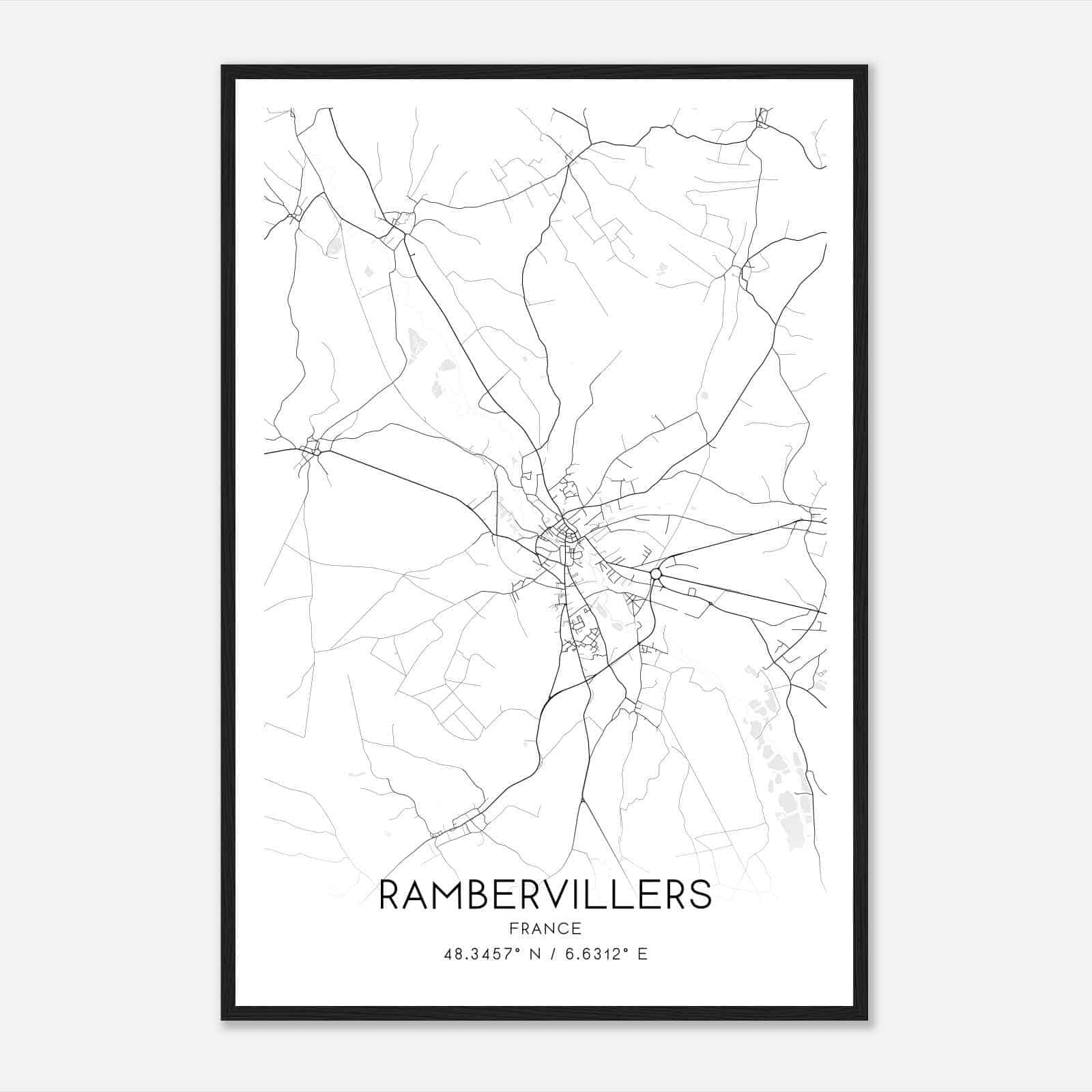 Rambervillers France Map Poster, Modern Home Decor Wall Art Print