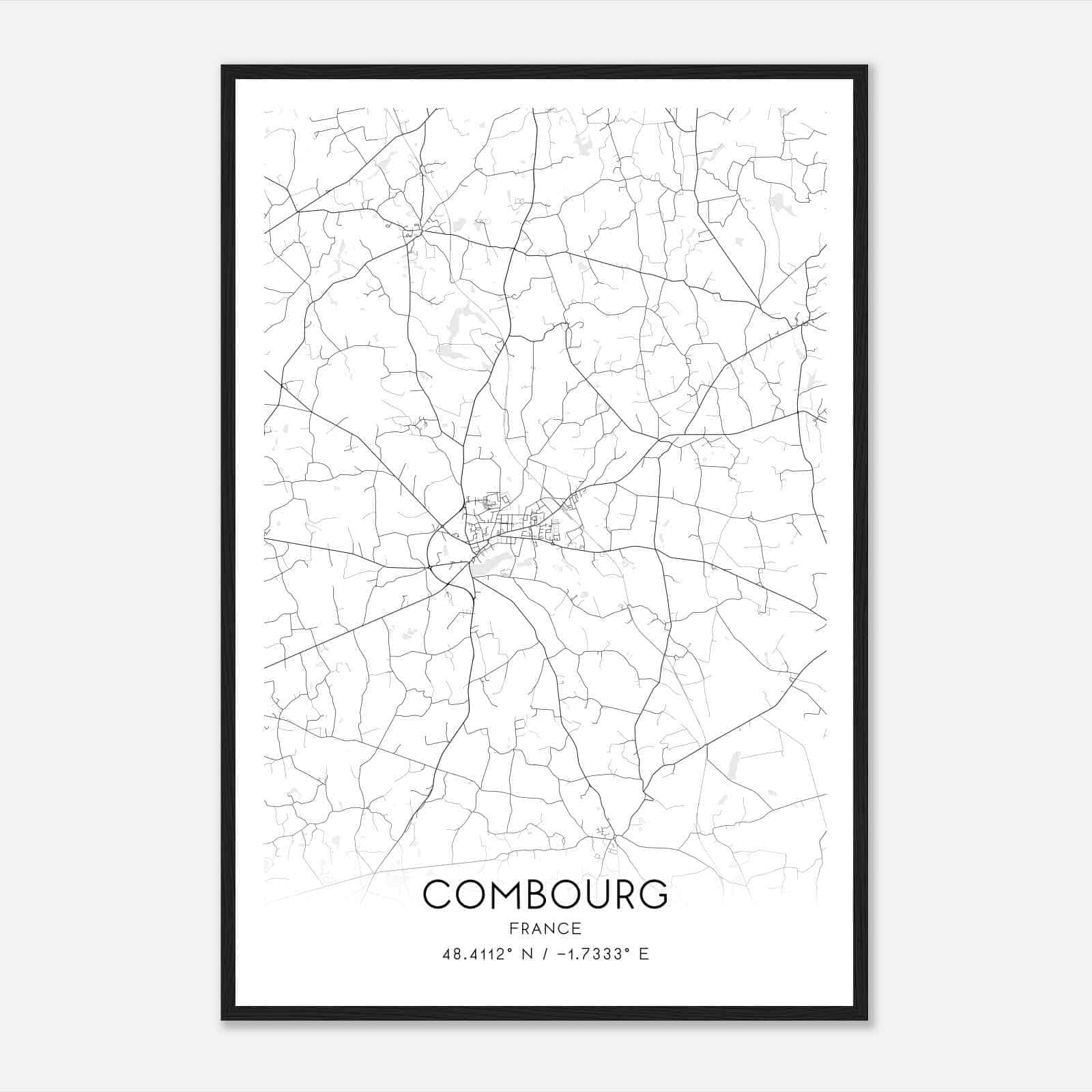 Combourg France Map Poster, Modern Home Decor Wall Art Print