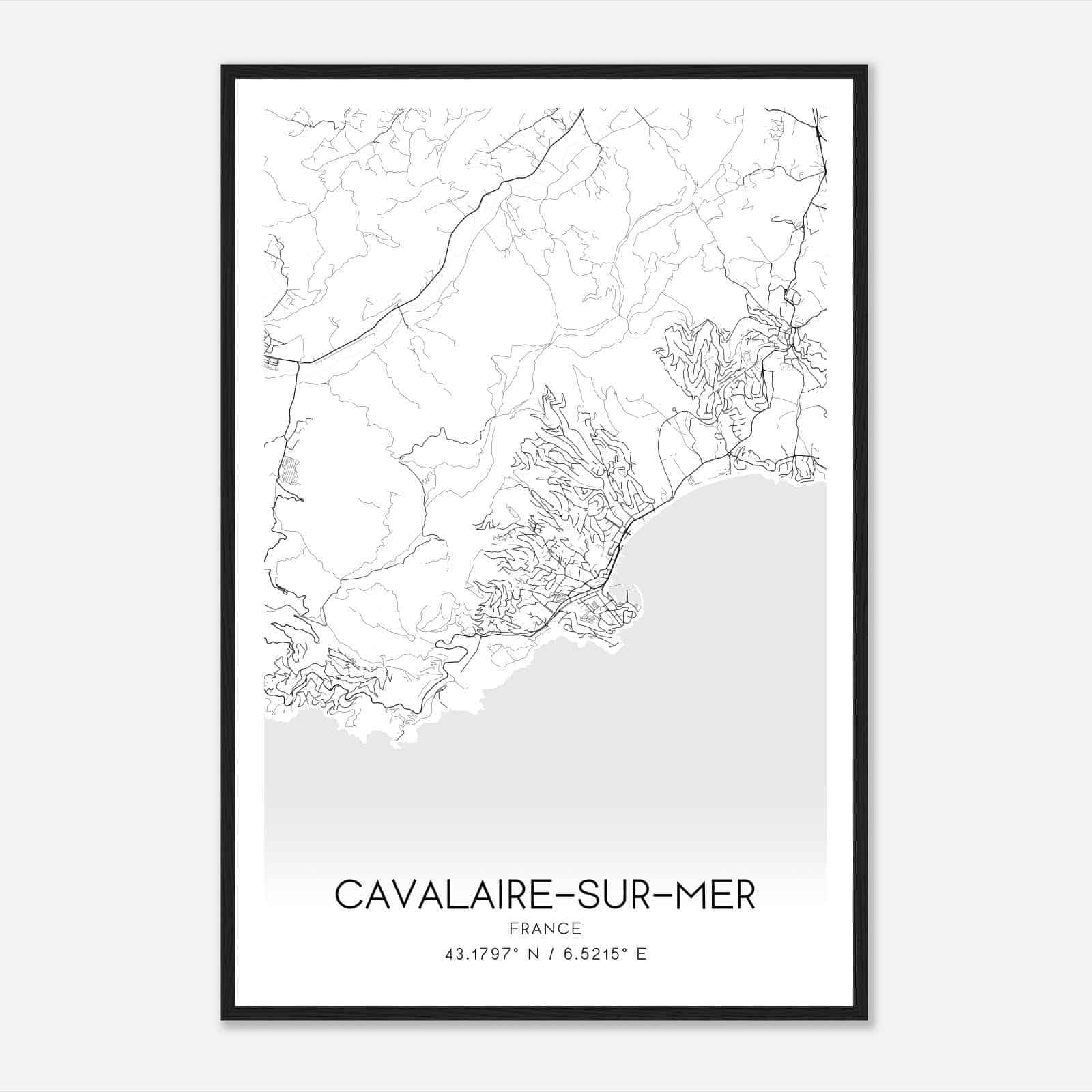 Cavalaire-sur-Mer France Map Poster, Modern Home Decor Wall Art Print