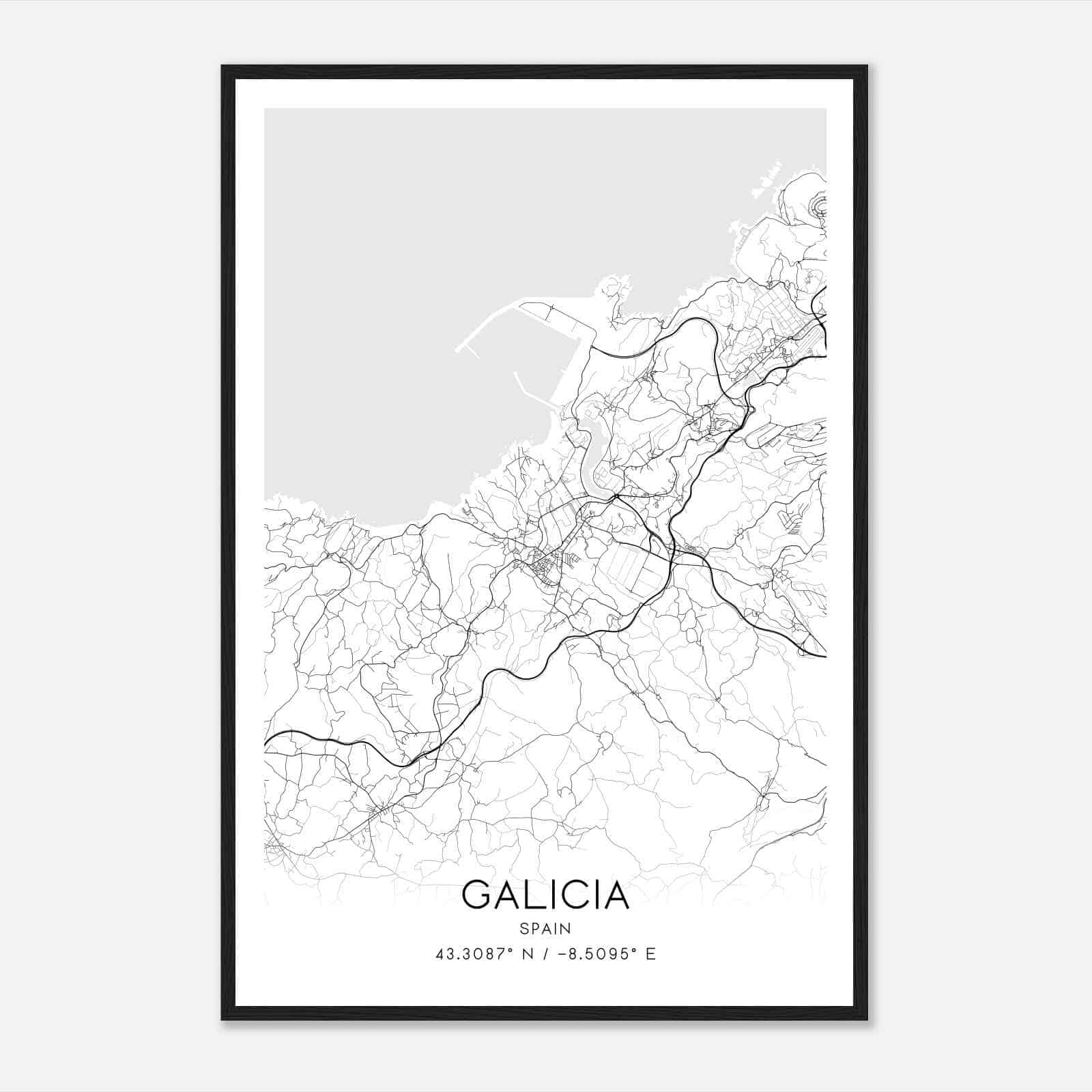 Arteijo Spain Map Poster, Modern Home Decor Wall Art Print