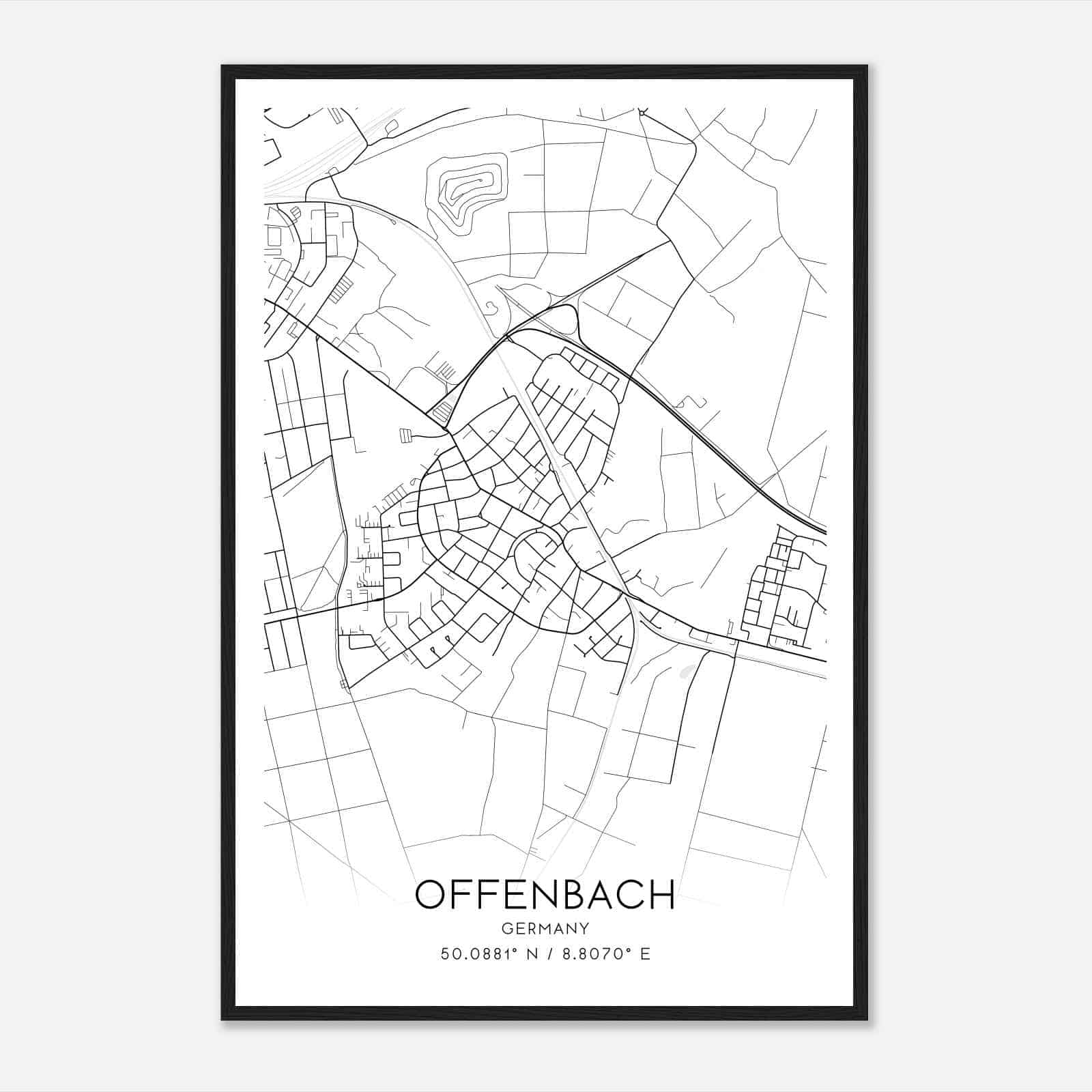 Bieber Germany Map Poster, Modern Home Decor Wall Art Print