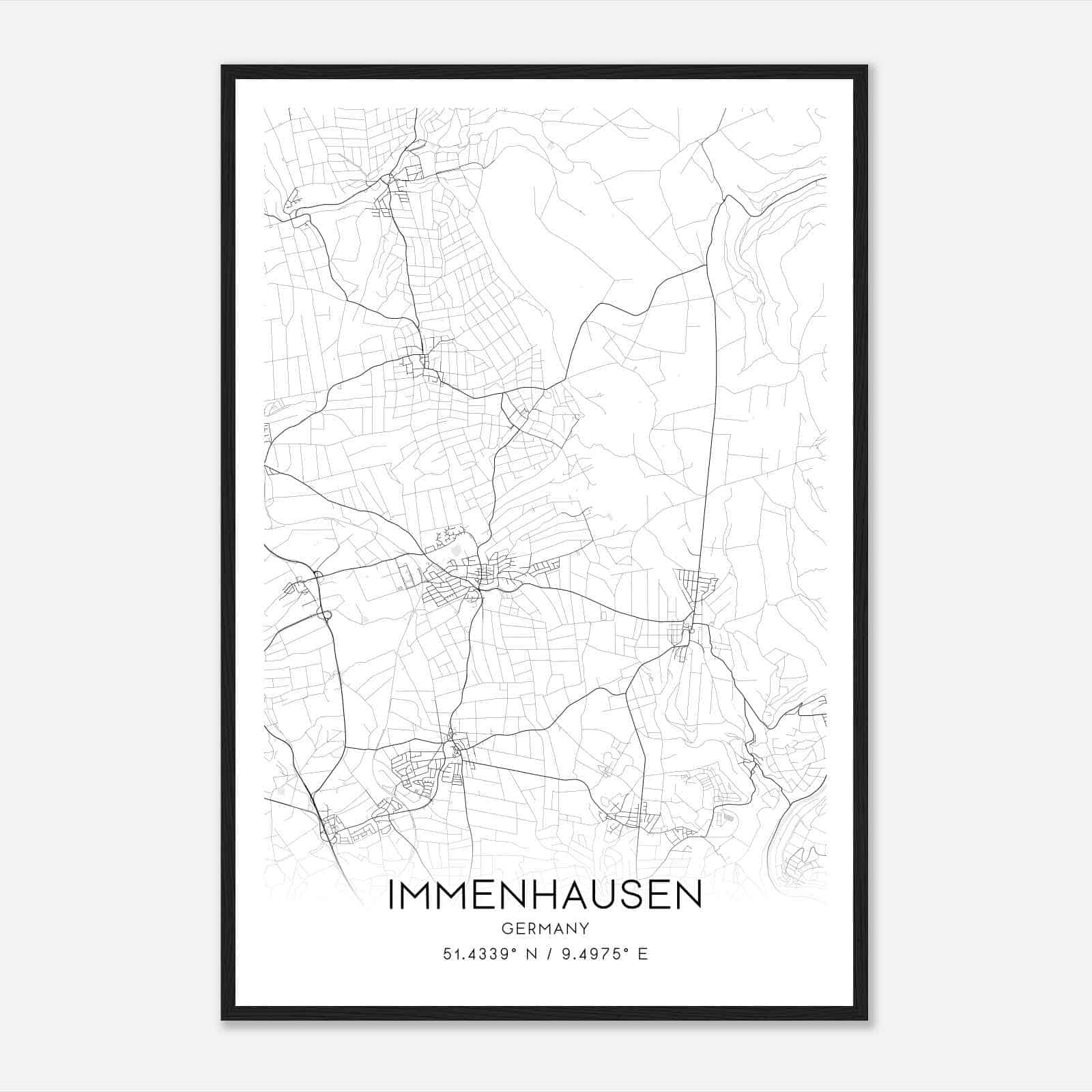 Immenhausen Germany Map Poster, Modern Home Decor Wall Art Print