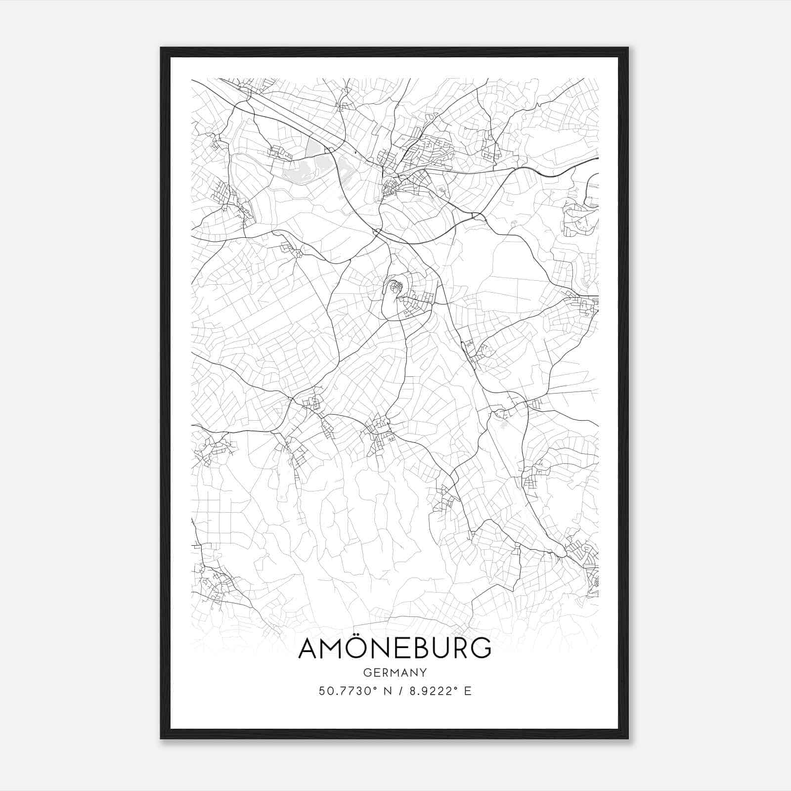 Amoneburg Germany Map Poster, Modern Home Decor Wall Art Print