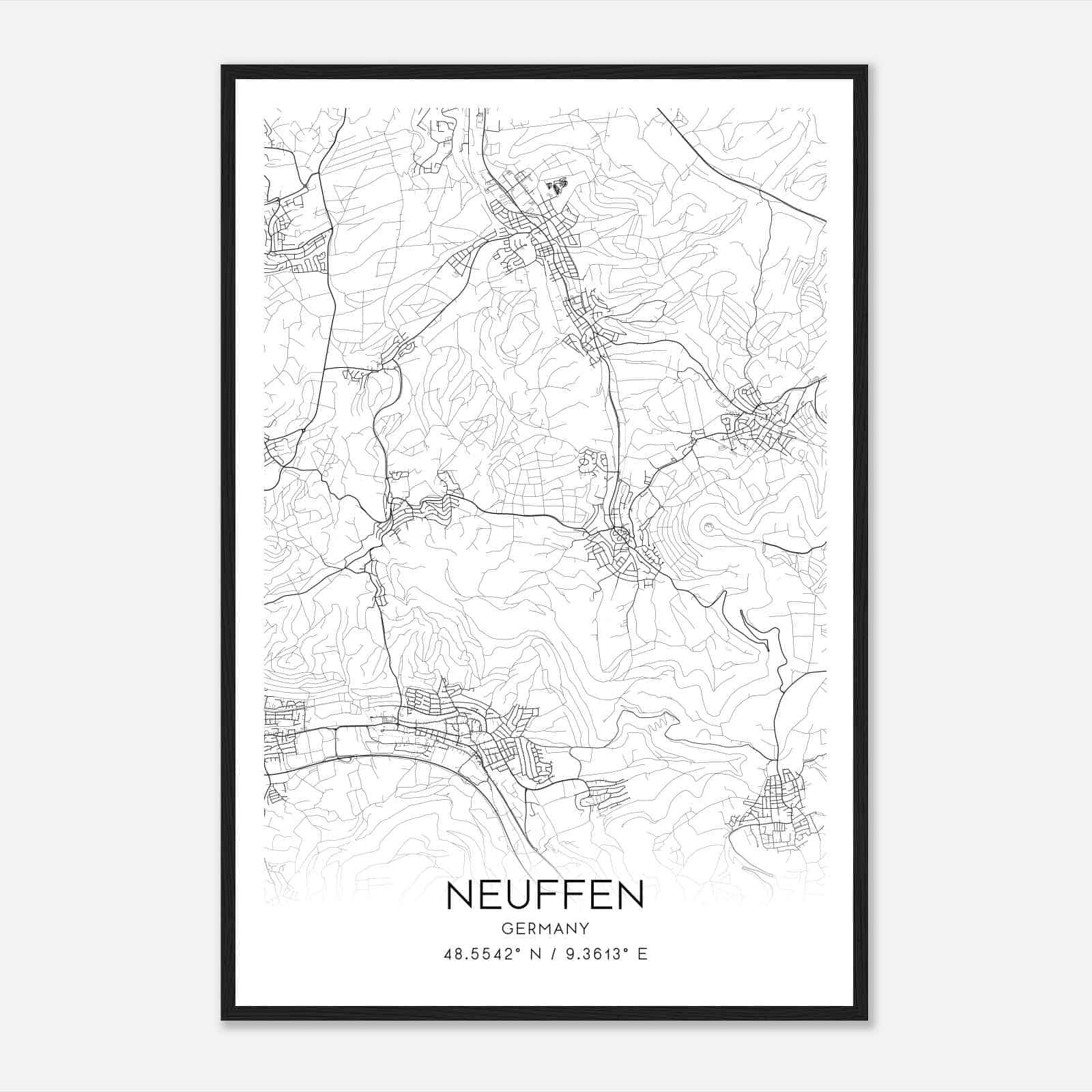 Neuffen Germany Map Poster, Modern Home Decor Wall Art Print
