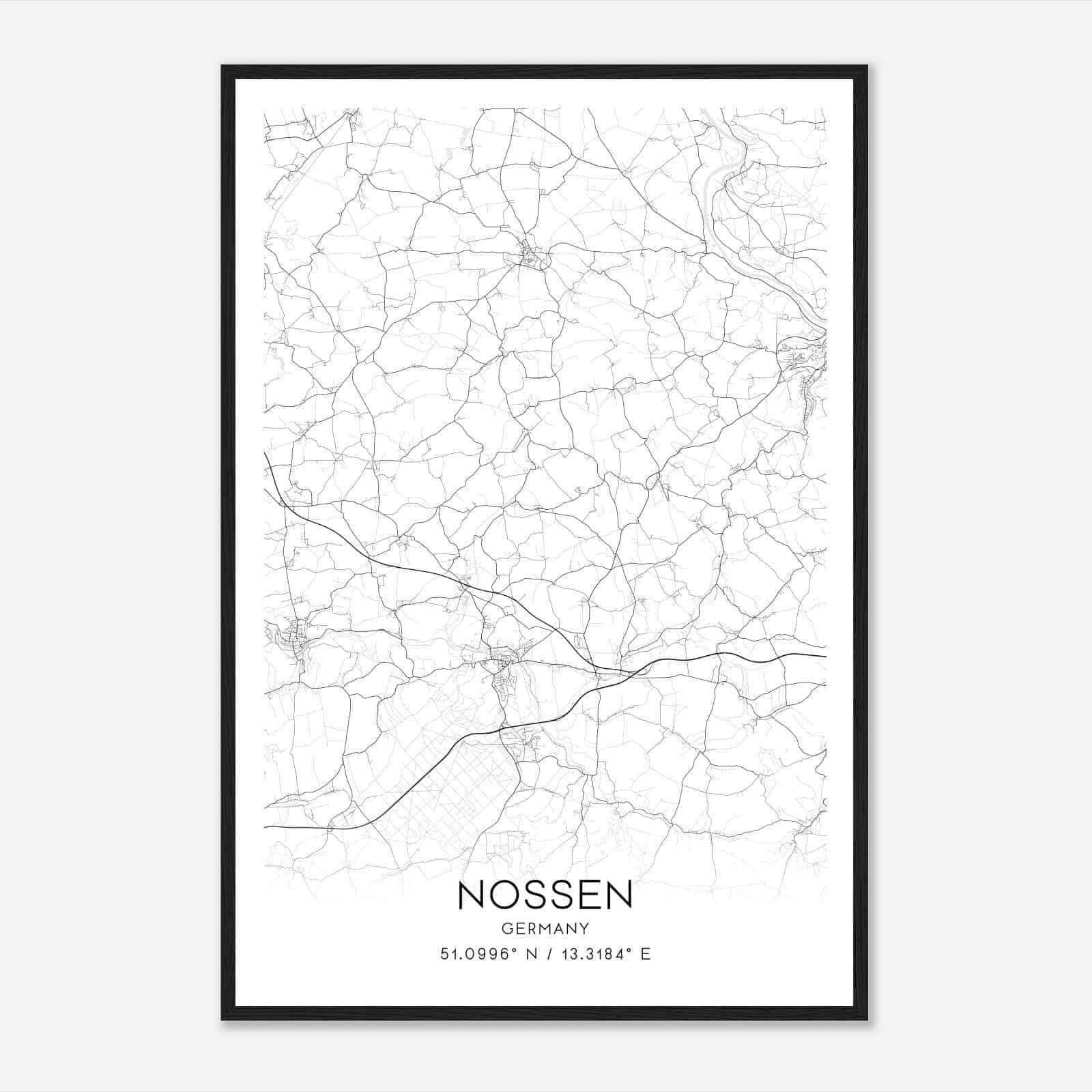Nossen Germany Map Poster, Modern Home Decor Wall Art Print