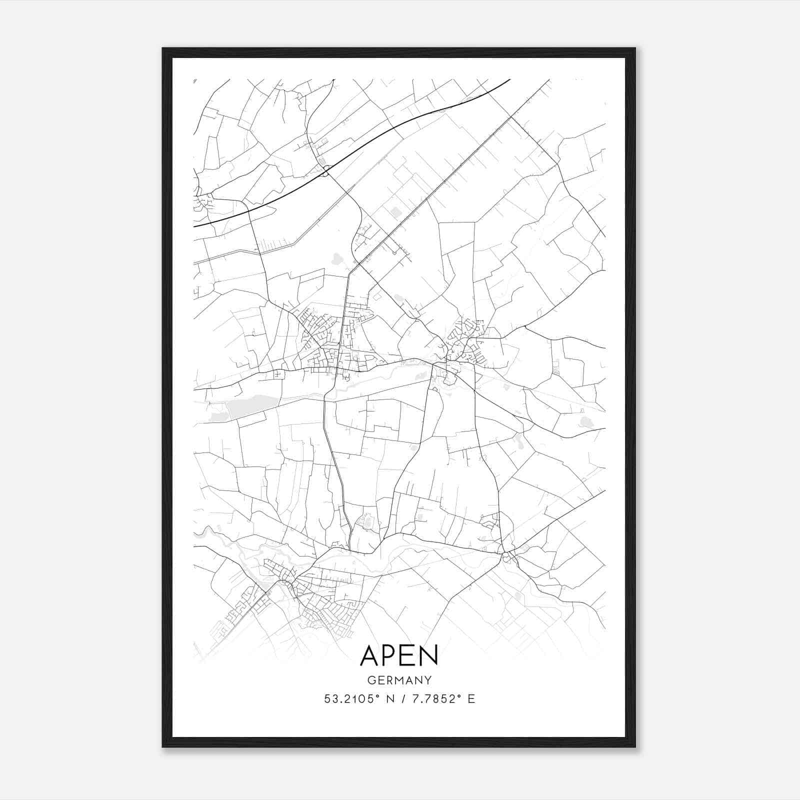 Apen Germany Map Poster, Modern Home Decor Wall Art Print