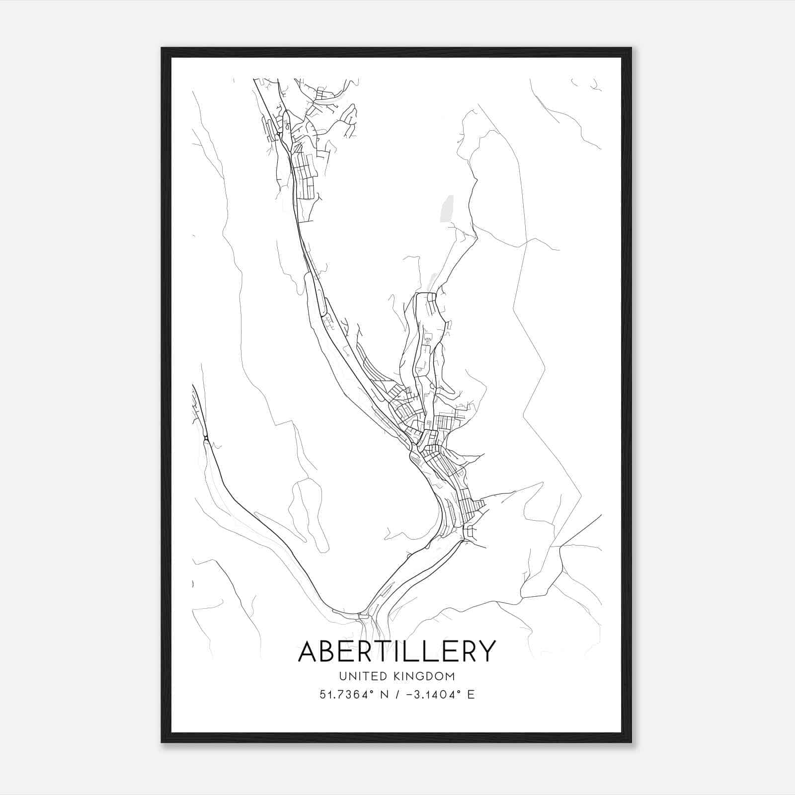 Abertillery United Kingdom Map Poster, Modern Home Decor Wall Art Print