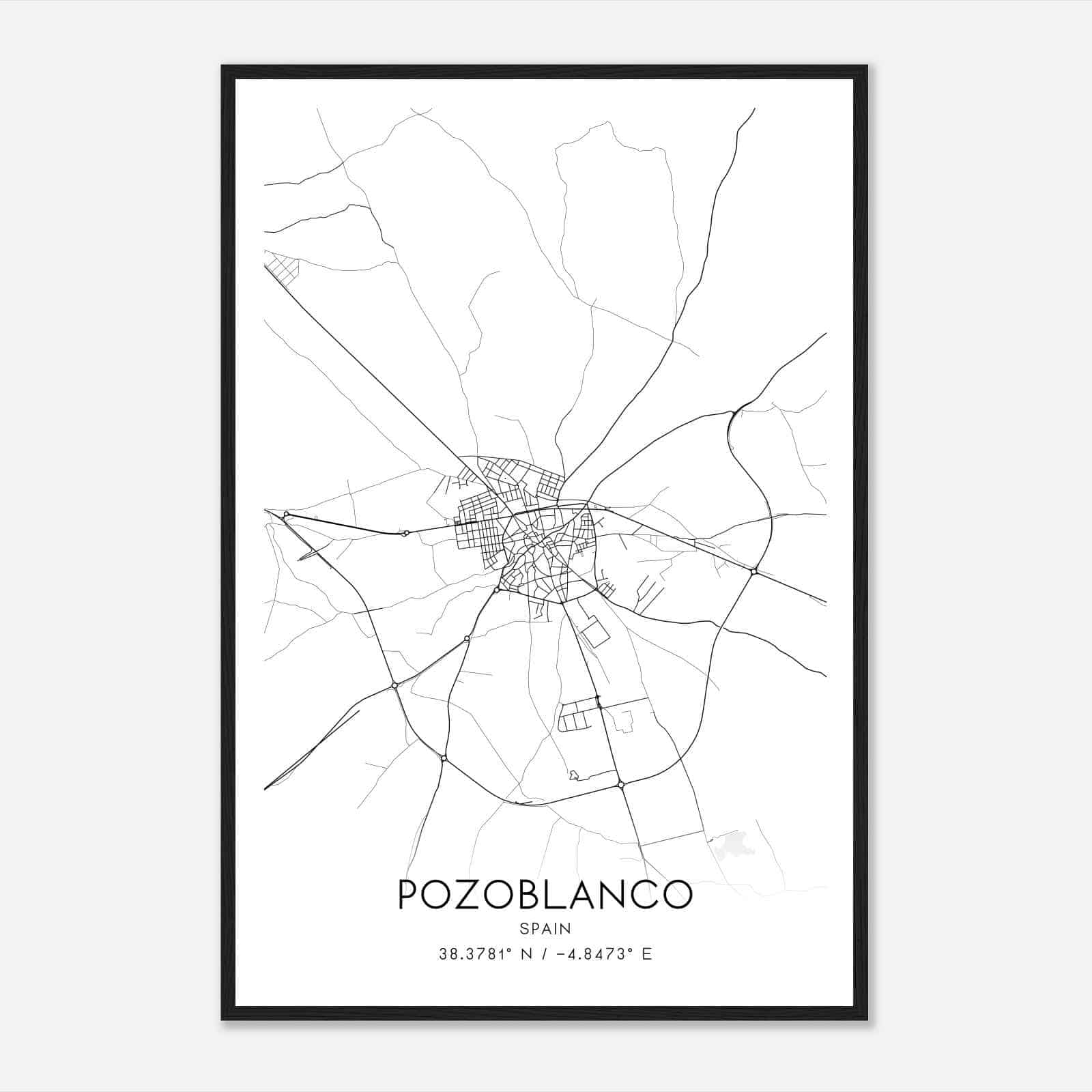 Pozoblanco Spain Map Poster, Modern Home Decor Wall Art Print