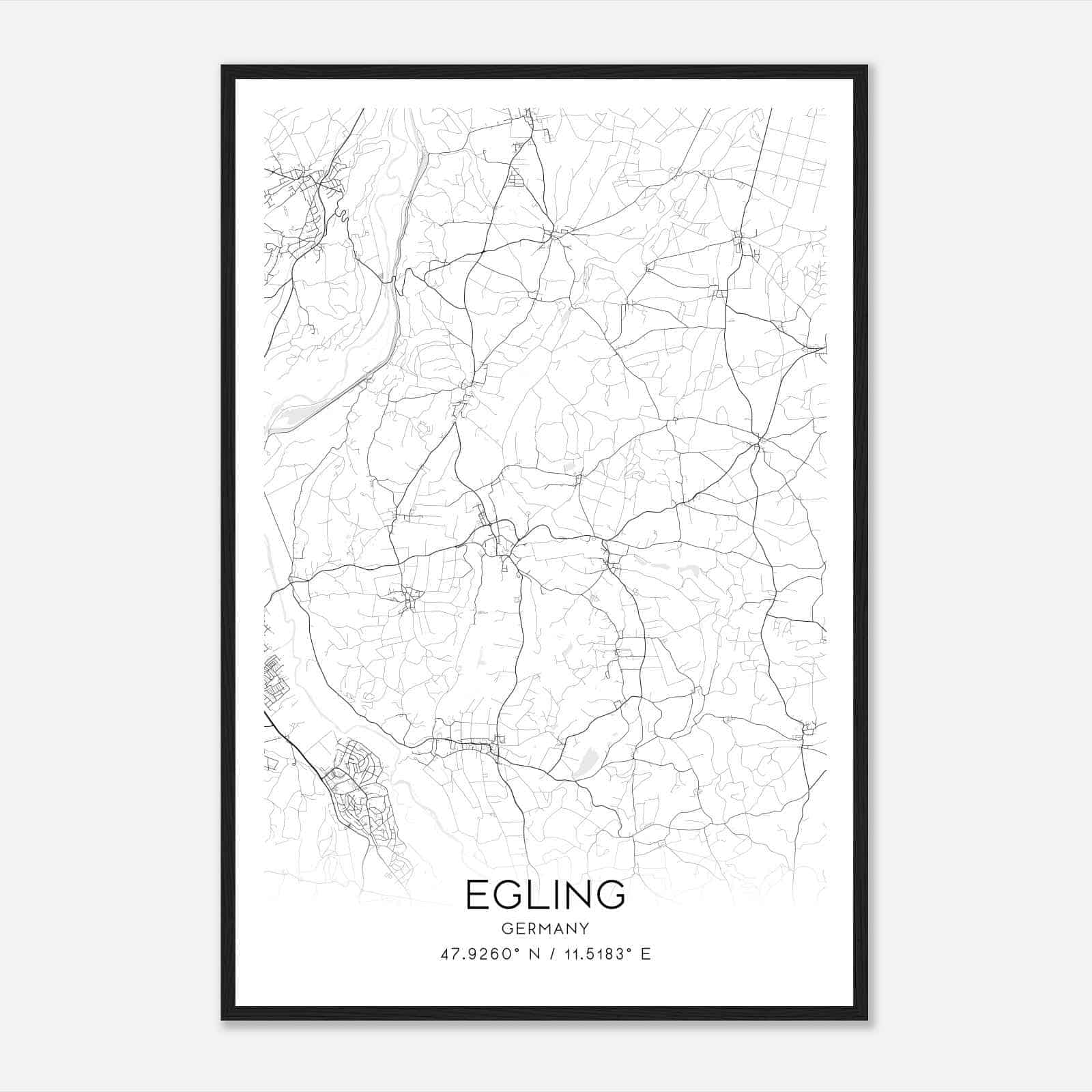Egling Germany Map Poster, Modern Home Decor Wall Art Print