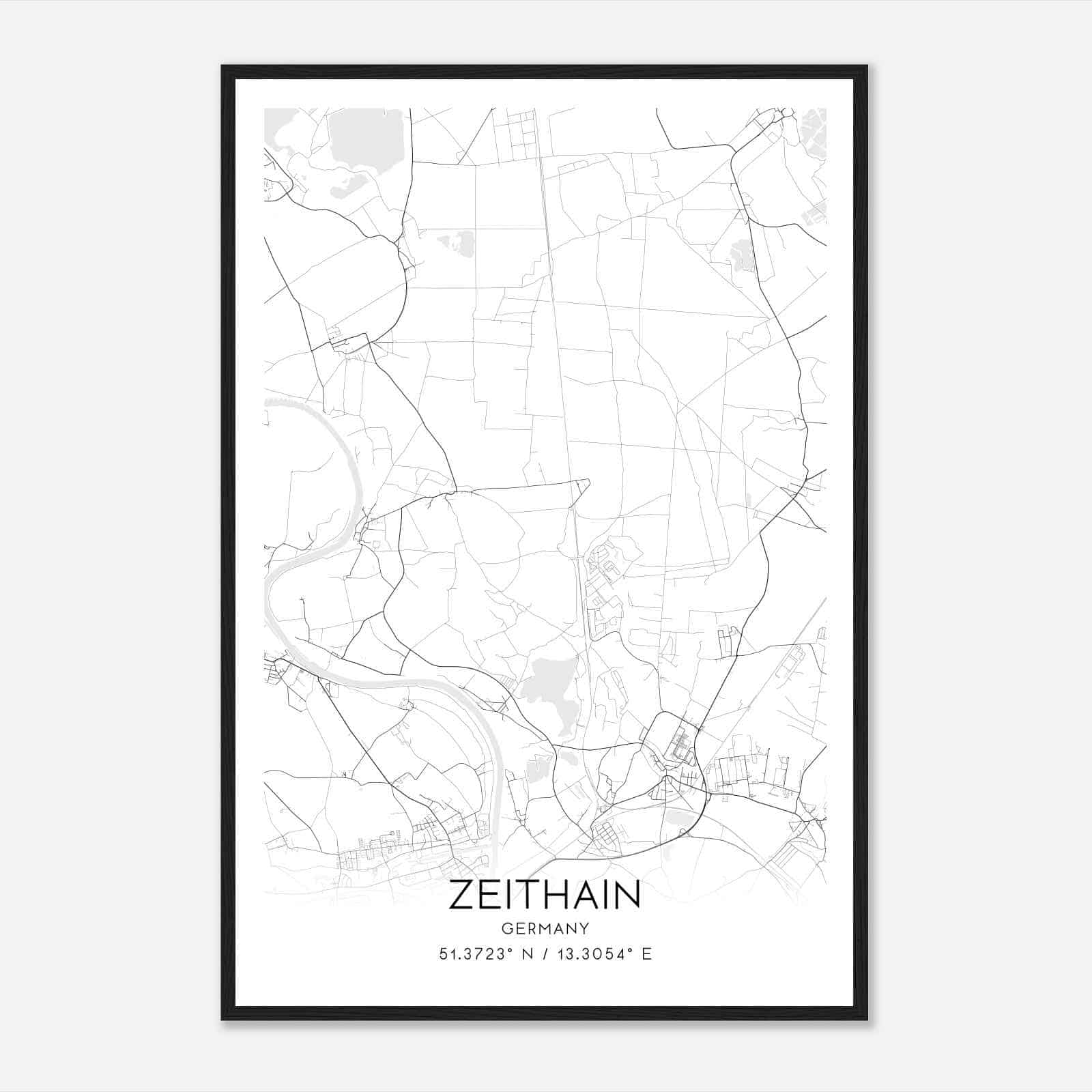 Zeithain Germany Map Poster, Modern Home Decor Wall Art Print