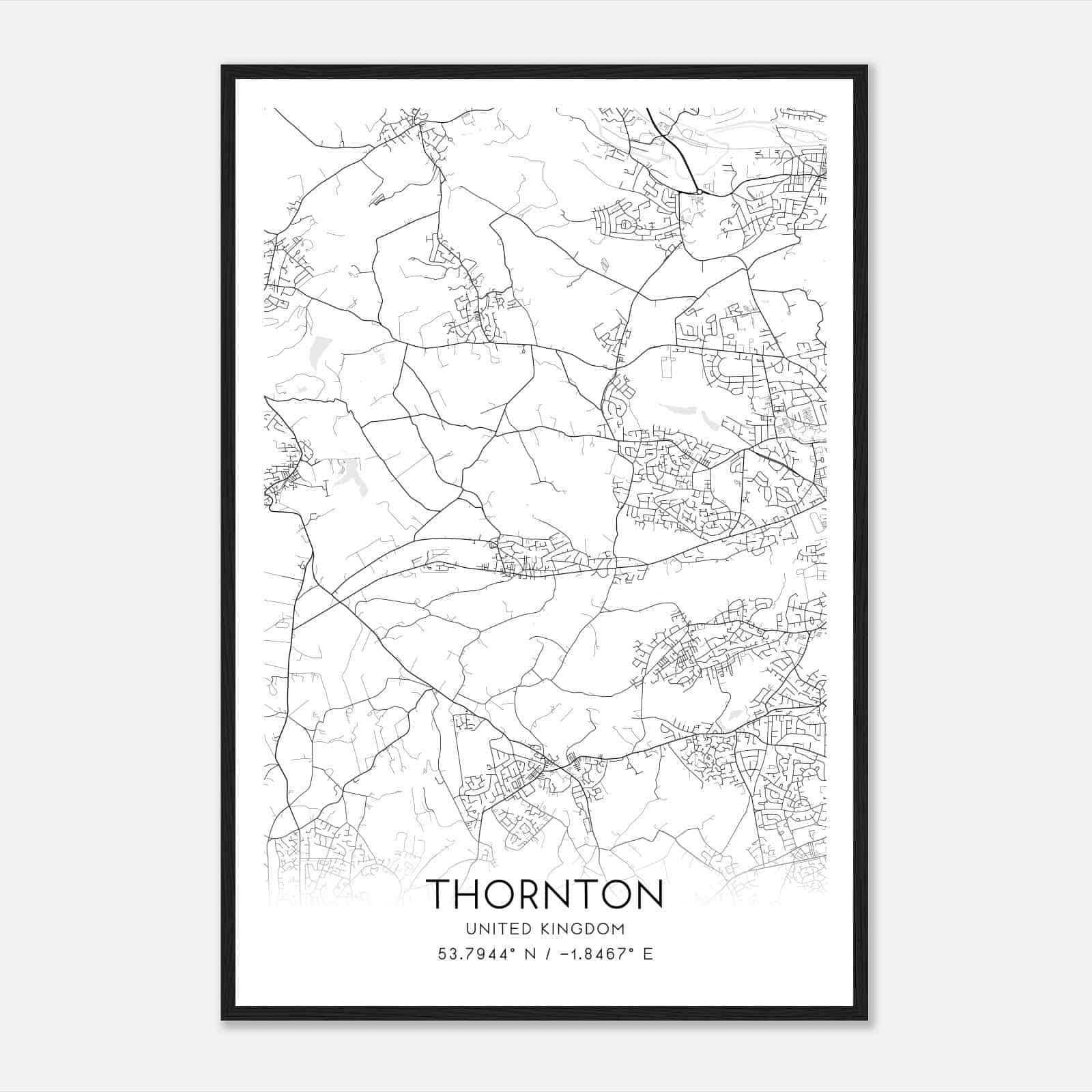 Thornton United Kingdom Map Poster, Modern Home Decor Wall Art Print