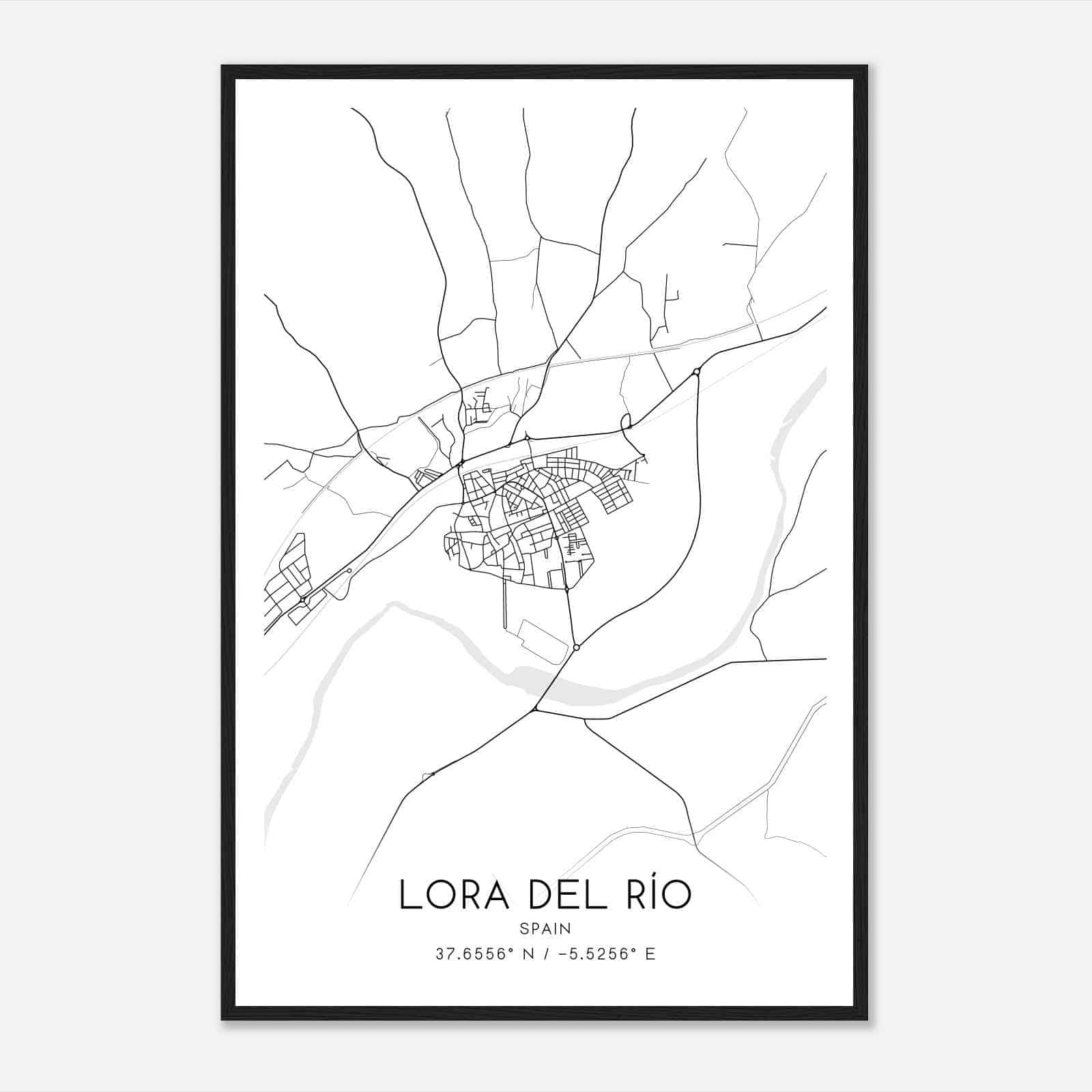 Lora del Rio Spain Map Poster, Modern Home Decor Wall Art Print