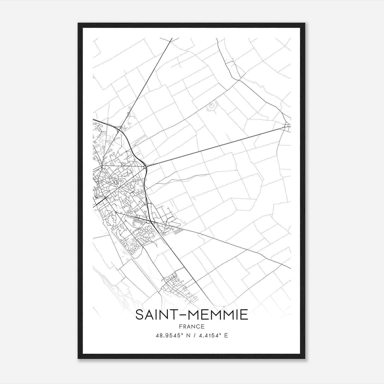 Saint-Memmie France Map Poster, Modern Home Decor Wall Art Print