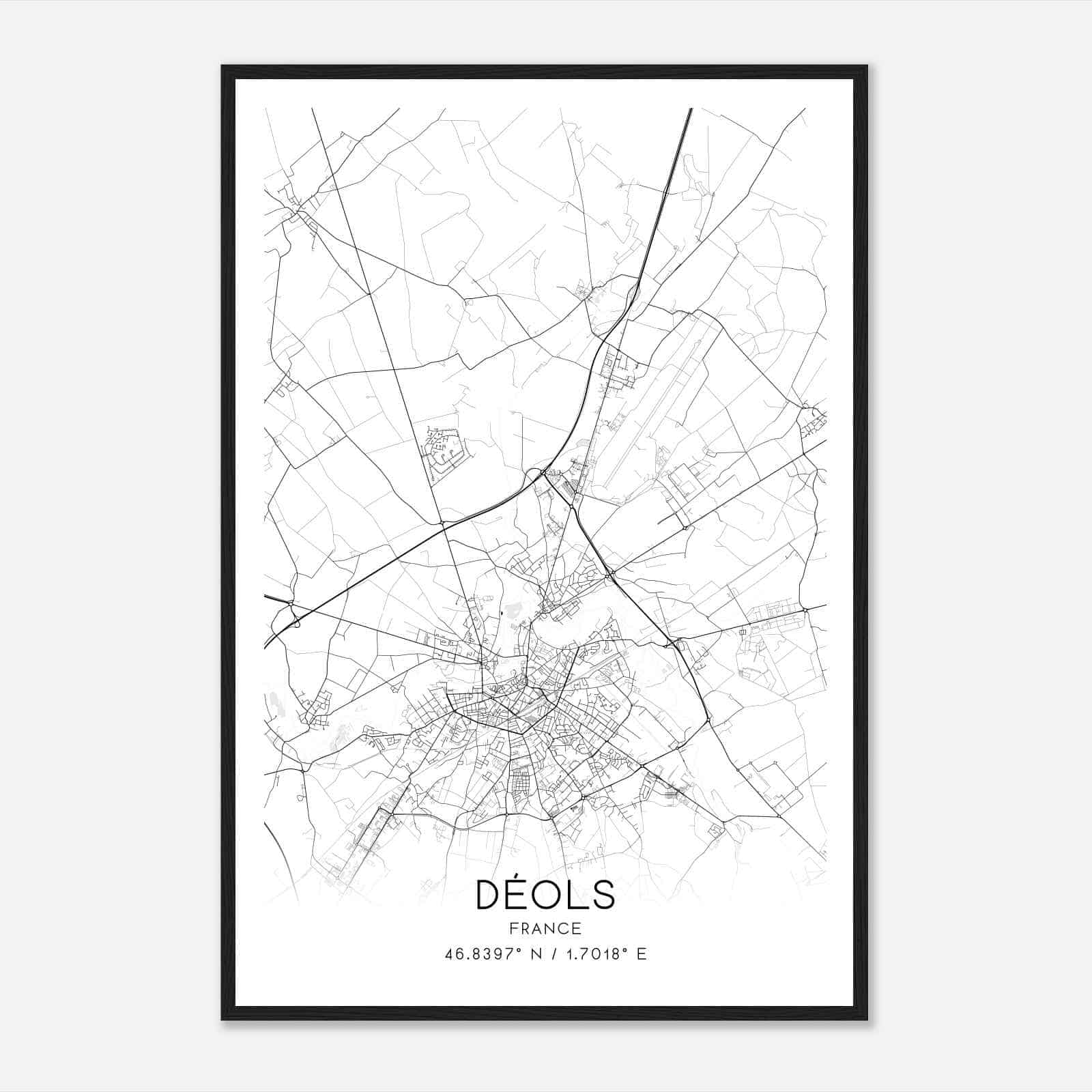 Deols France Map Poster, Modern Home Decor Wall Art Print