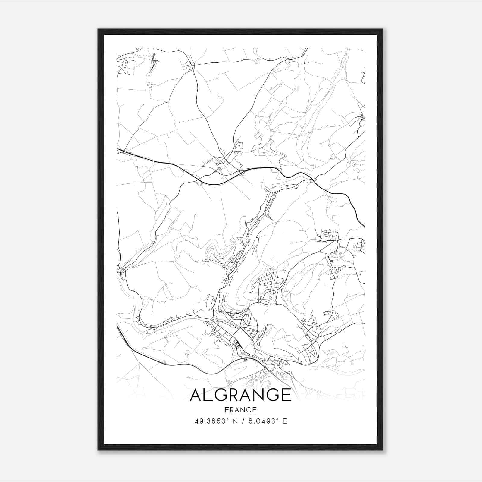 Algrange France Map Poster, Modern Home Decor Wall Art Print