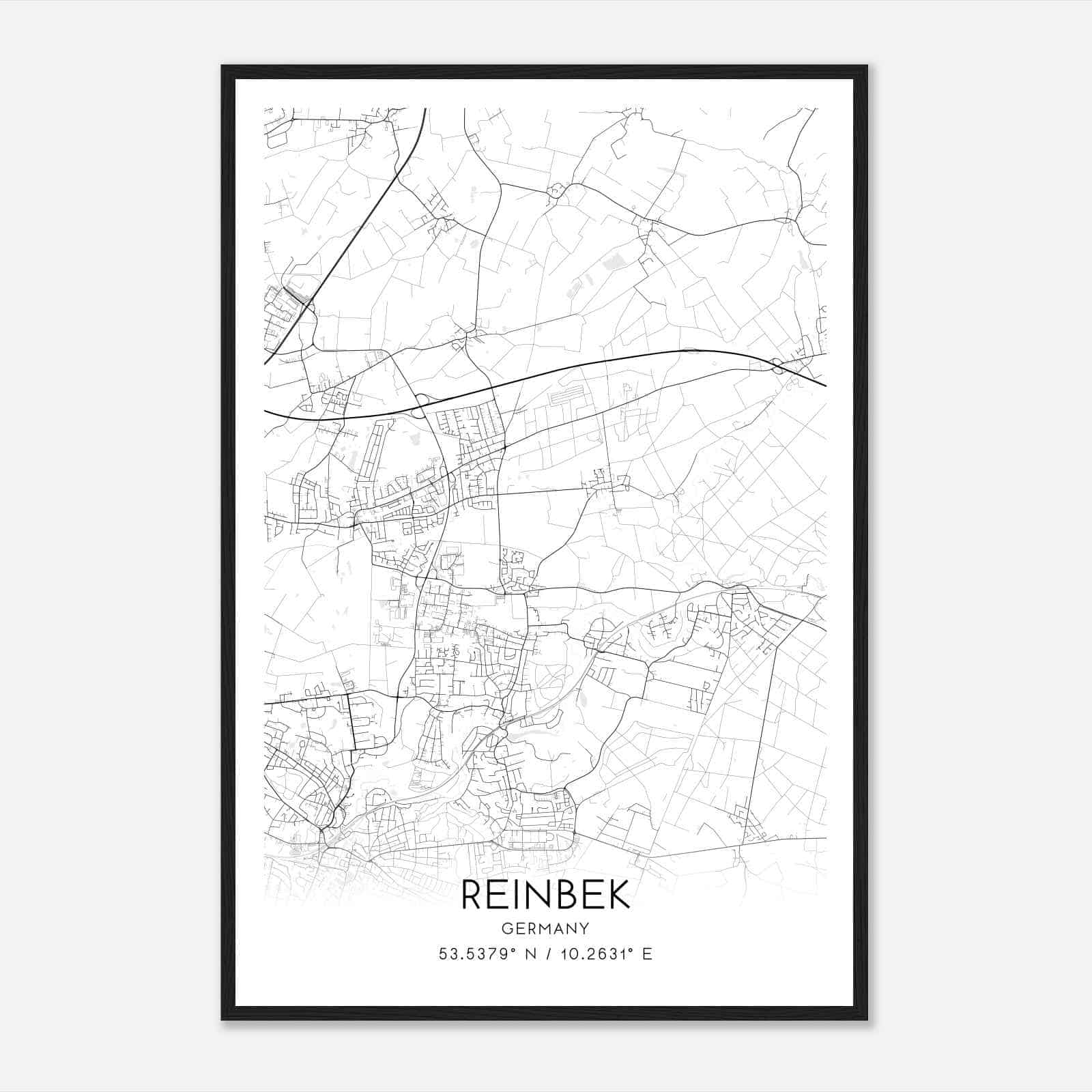 Reinbek Germany Map Poster, Modern Home Decor Wall Art Print