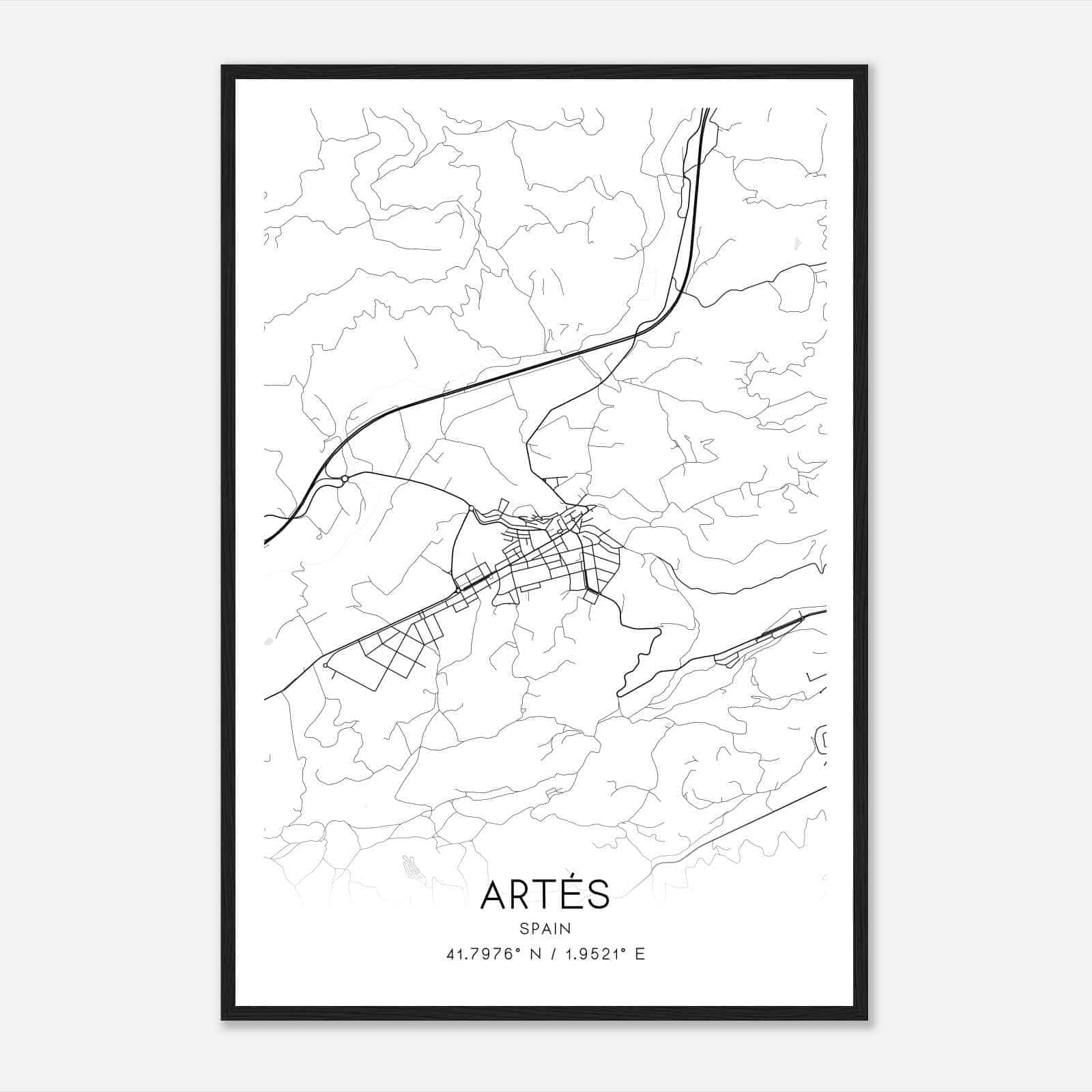 Artes Spain Map Poster, Modern Home Decor Wall Art Print
