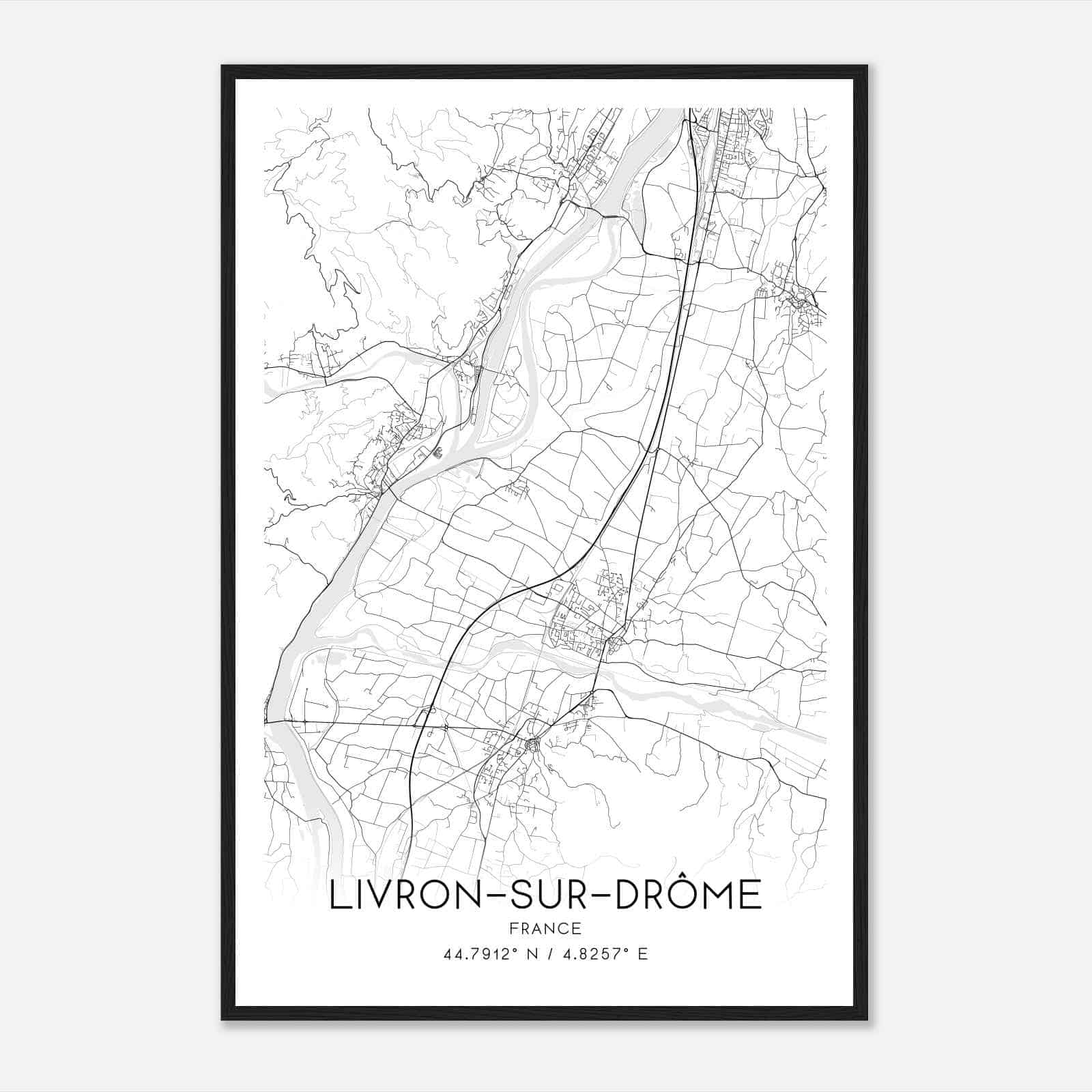Livron-sur-Drome France Map Poster, Modern Home Decor Wall Art Print