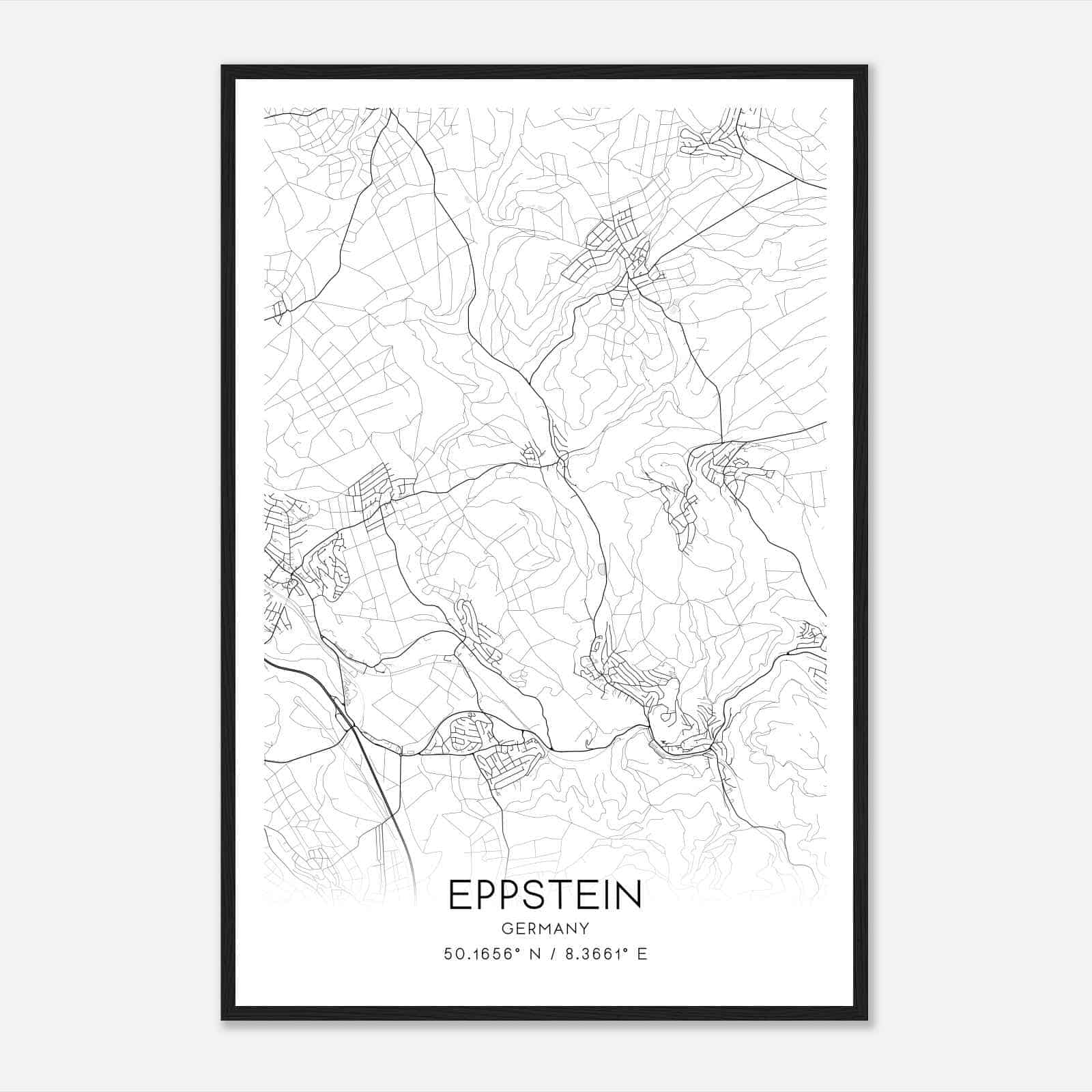 Eppstein Germany Map Poster, Modern Home Decor Wall Art Print