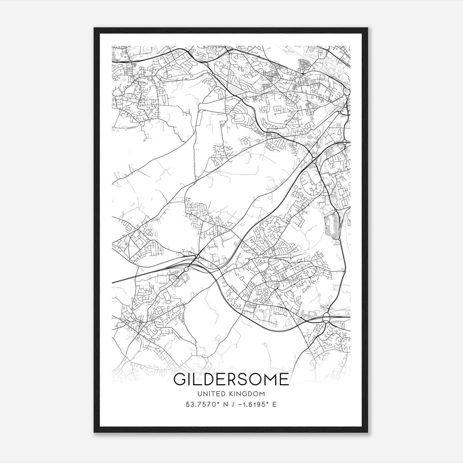 Gildersome United Kingdom Map Poster, Modern Home Decor Wall Art Print