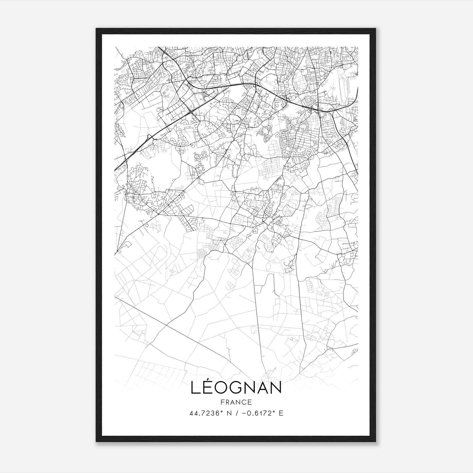 Leognan France Map Poster, Modern Home Decor Wall Art Print