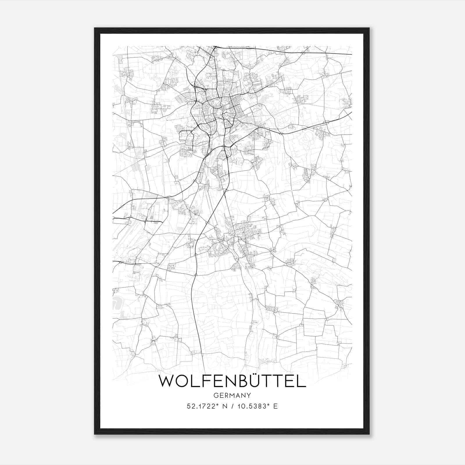 Wolfenbuttel Germany Map Poster, Modern Home Decor Wall Art Print