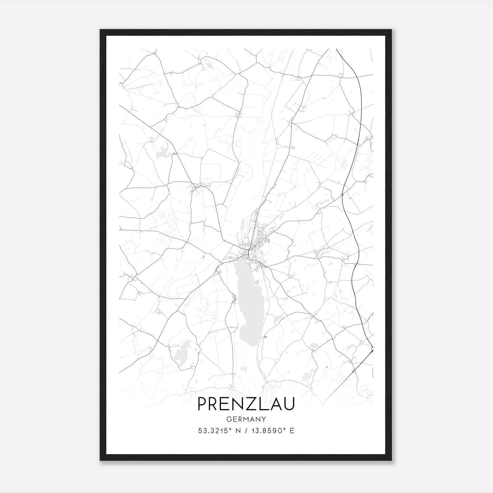 Prenzlau Germany Map Poster, Modern Home Decor Wall Art Print