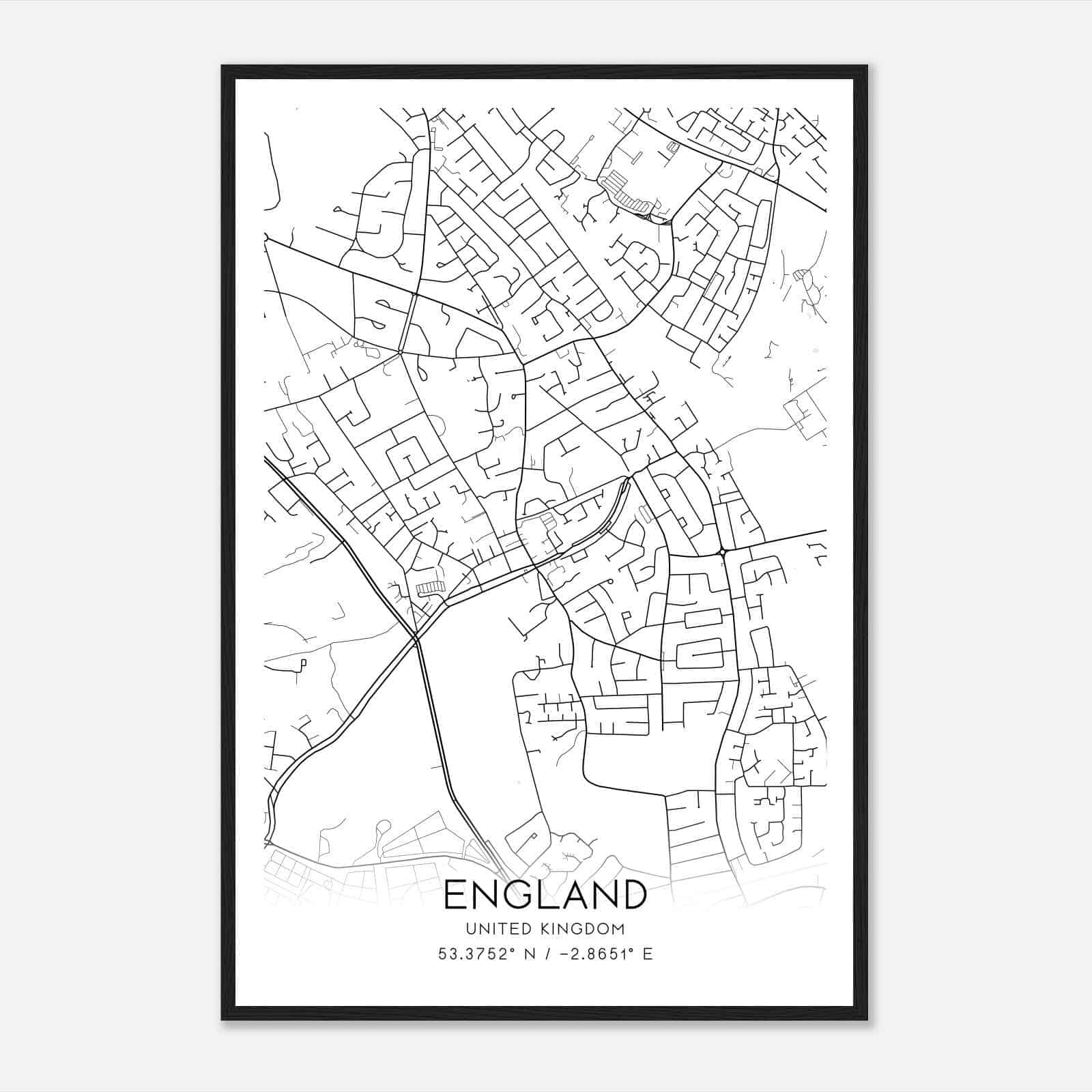 Woolton United Kingdom Map Poster, Modern Home Decor Wall Art Print