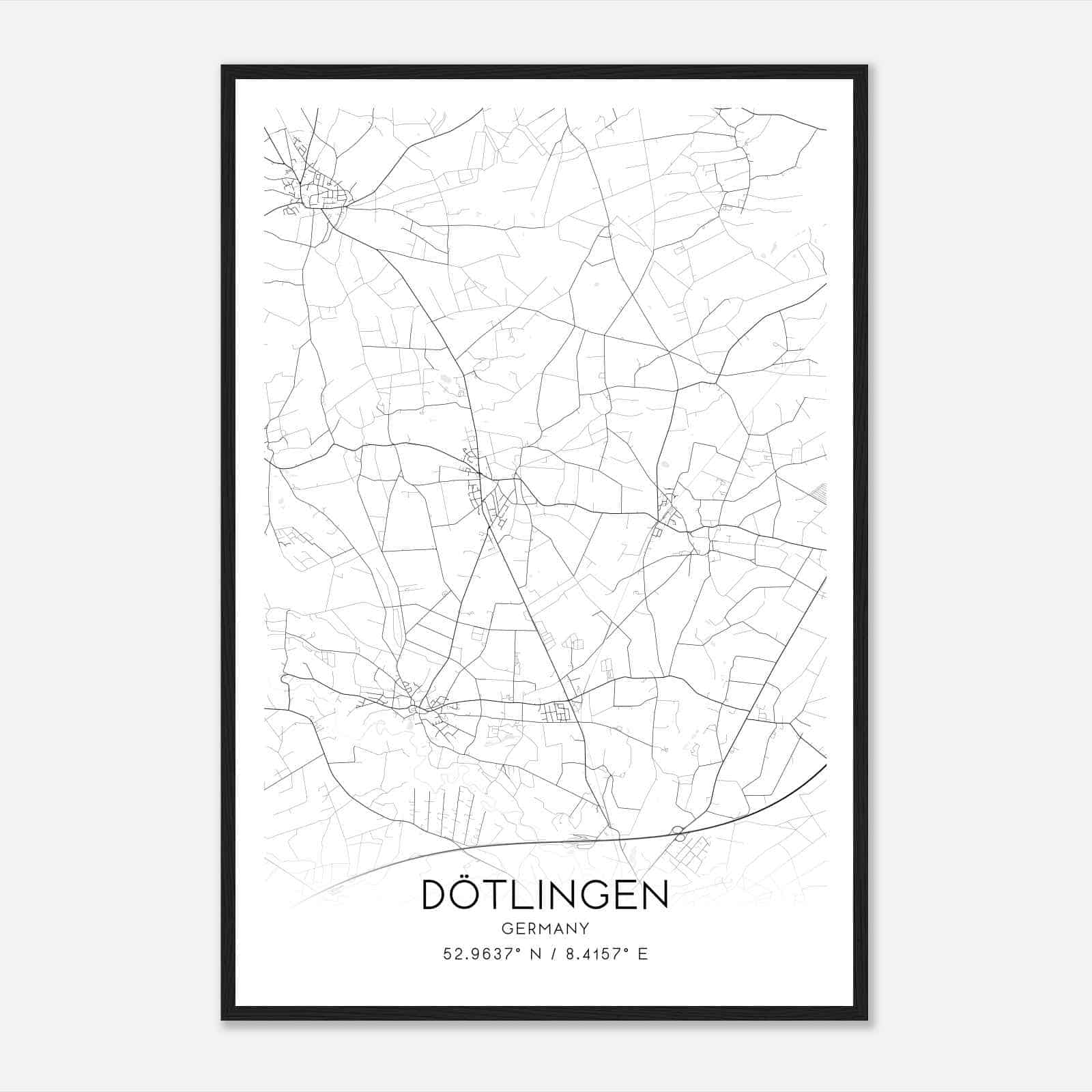 Dotlingen Germany Map Poster, Modern Home Decor Wall Art Print