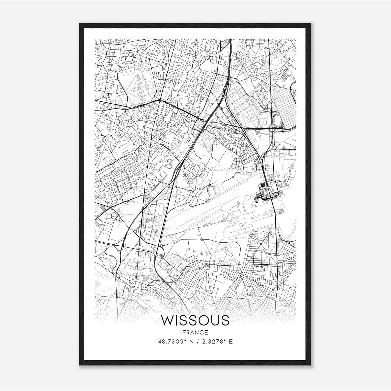 Wissous France Map Poster, Modern Home Decor Wall Art Print