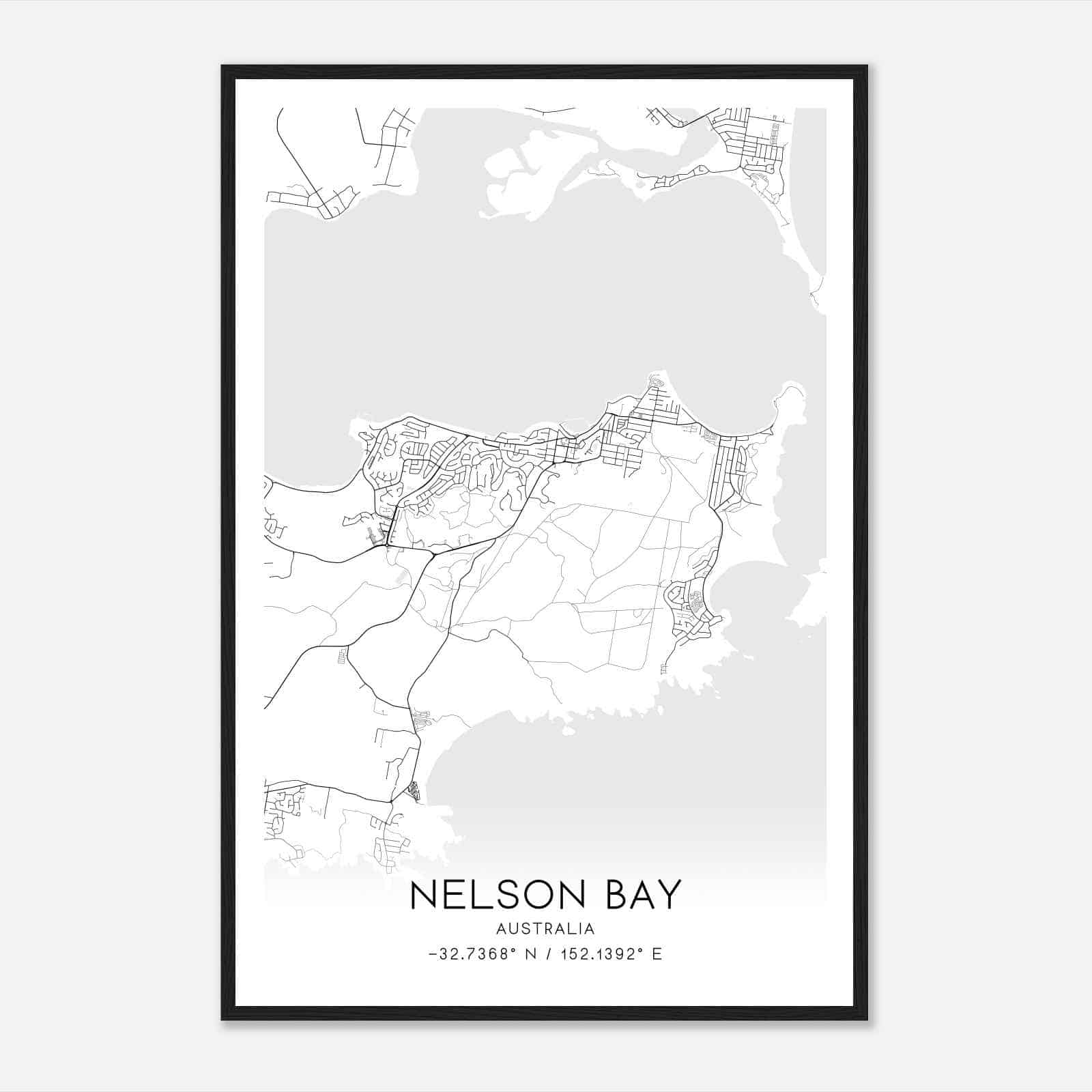 Nelson Bay Australia Map Poster, Modern Home Decor Wall Art Print