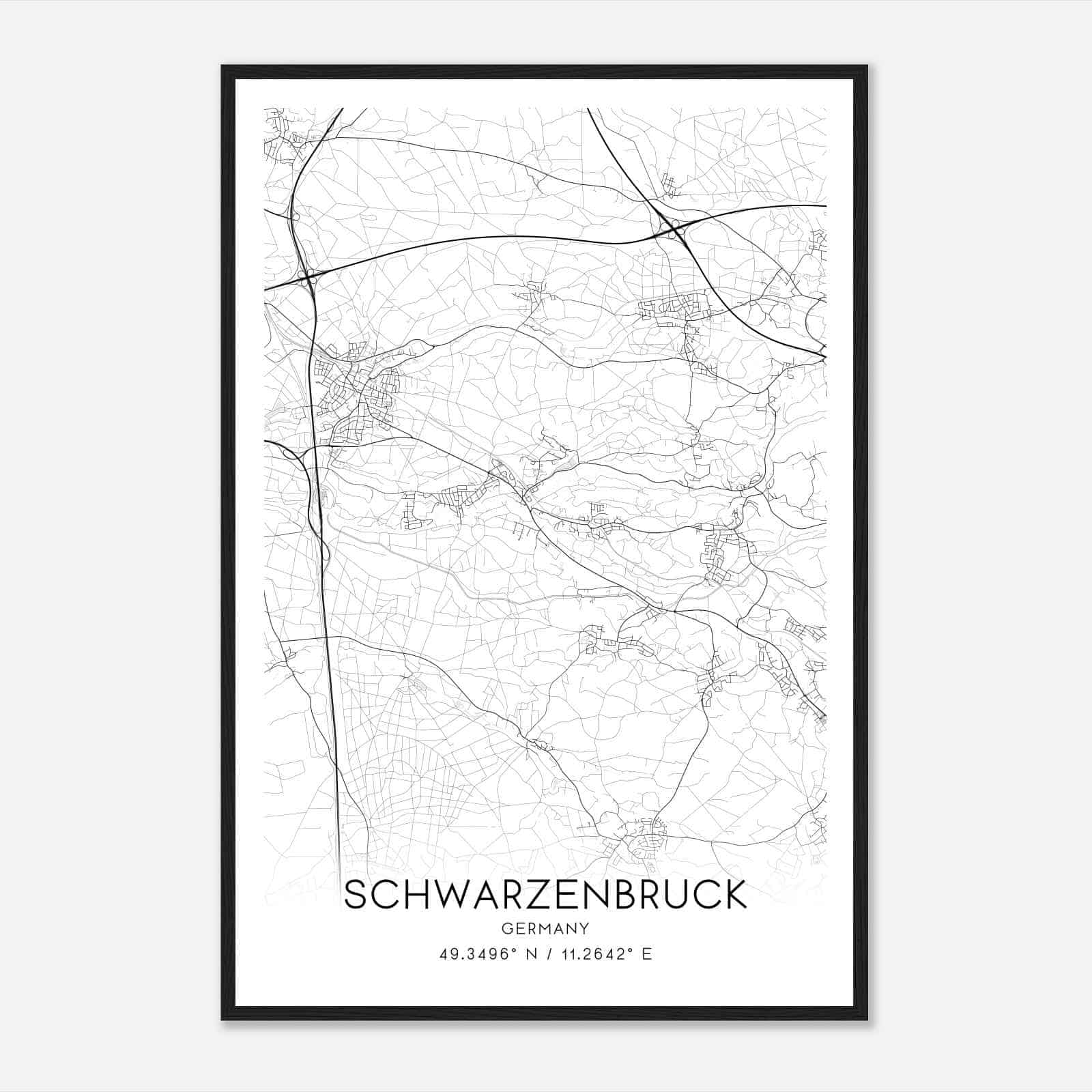 Schwarzenbruck Germany Map Poster, Modern Home Decor Wall Art Print