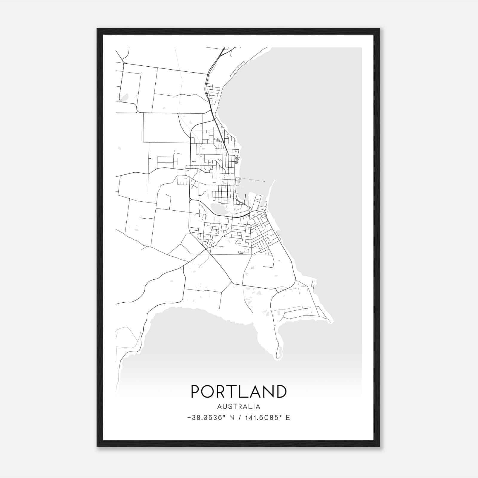 Portland Australia Map Poster, Modern Home Decor Wall Art Print