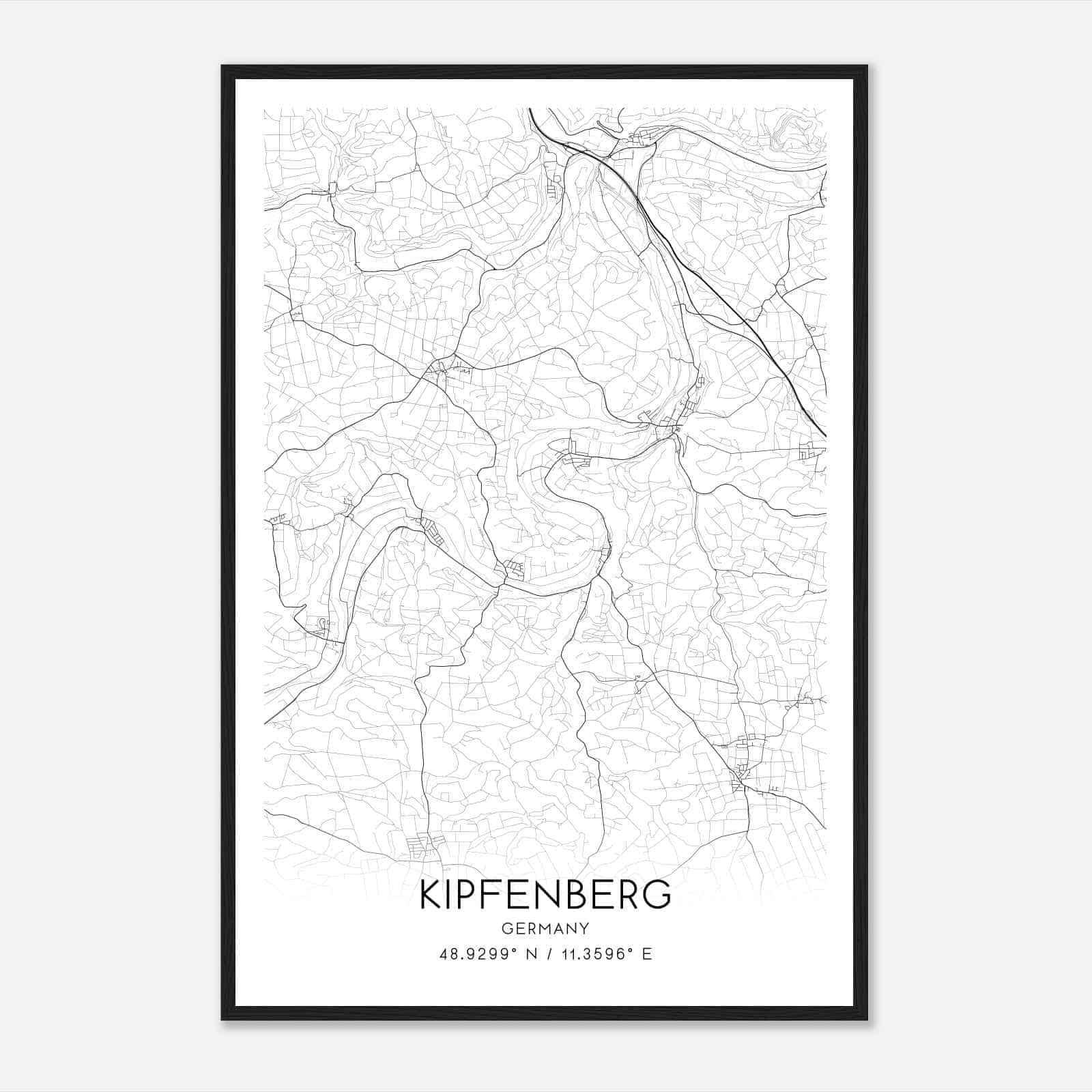 Kipfenberg Germany Map Poster, Modern Home Decor Wall Art Print
