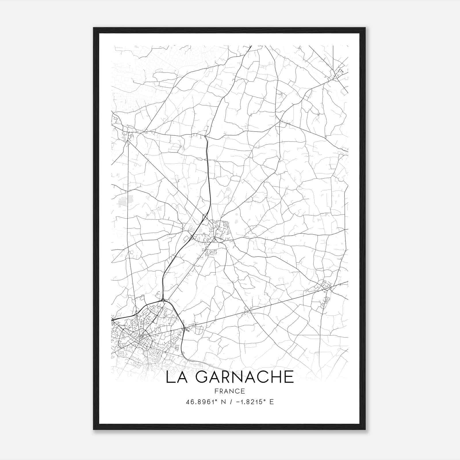 La Garnache France Map Poster, Modern Home Decor Wall Art Print