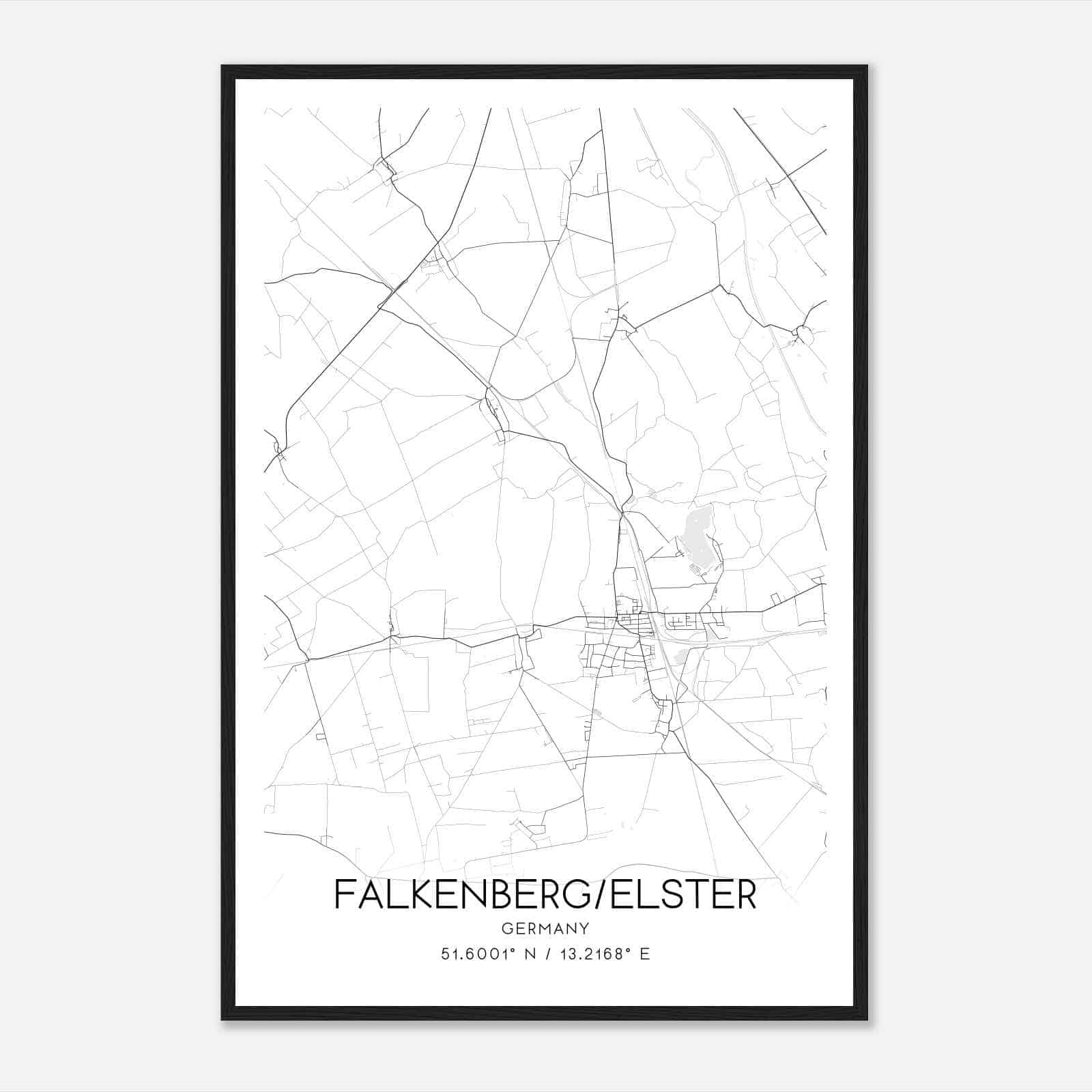 Falkenberg Germany Map Poster, Modern Home Decor Wall Art Print