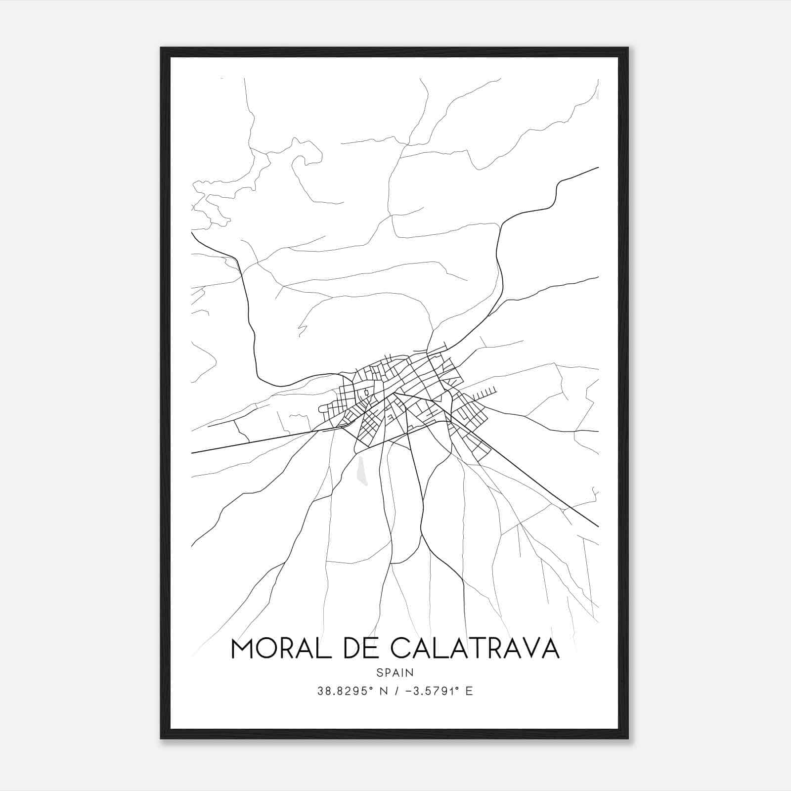 Moral de Calatrava Spain Map Poster, Modern Home Decor Wall Art Print