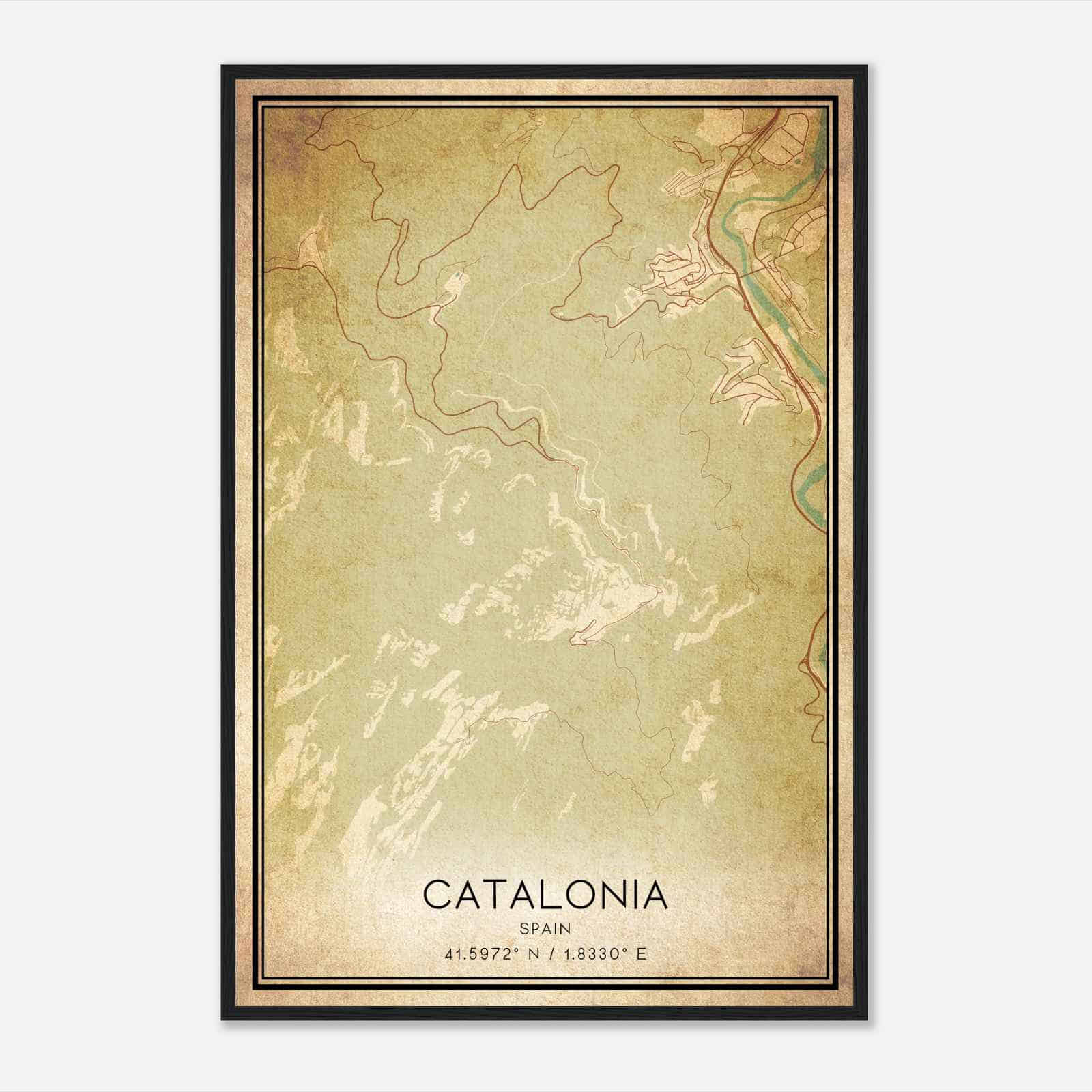 Vintage Monserrat Spain Map Poster, Monserrat City Road Wall Art Print