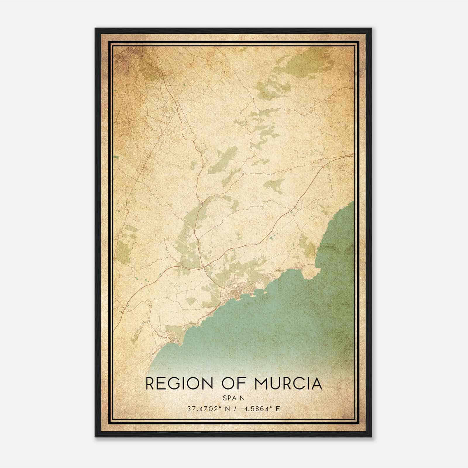 Vintage Aguilas Spain Map Poster, Aguilas City Road Wall Art Print