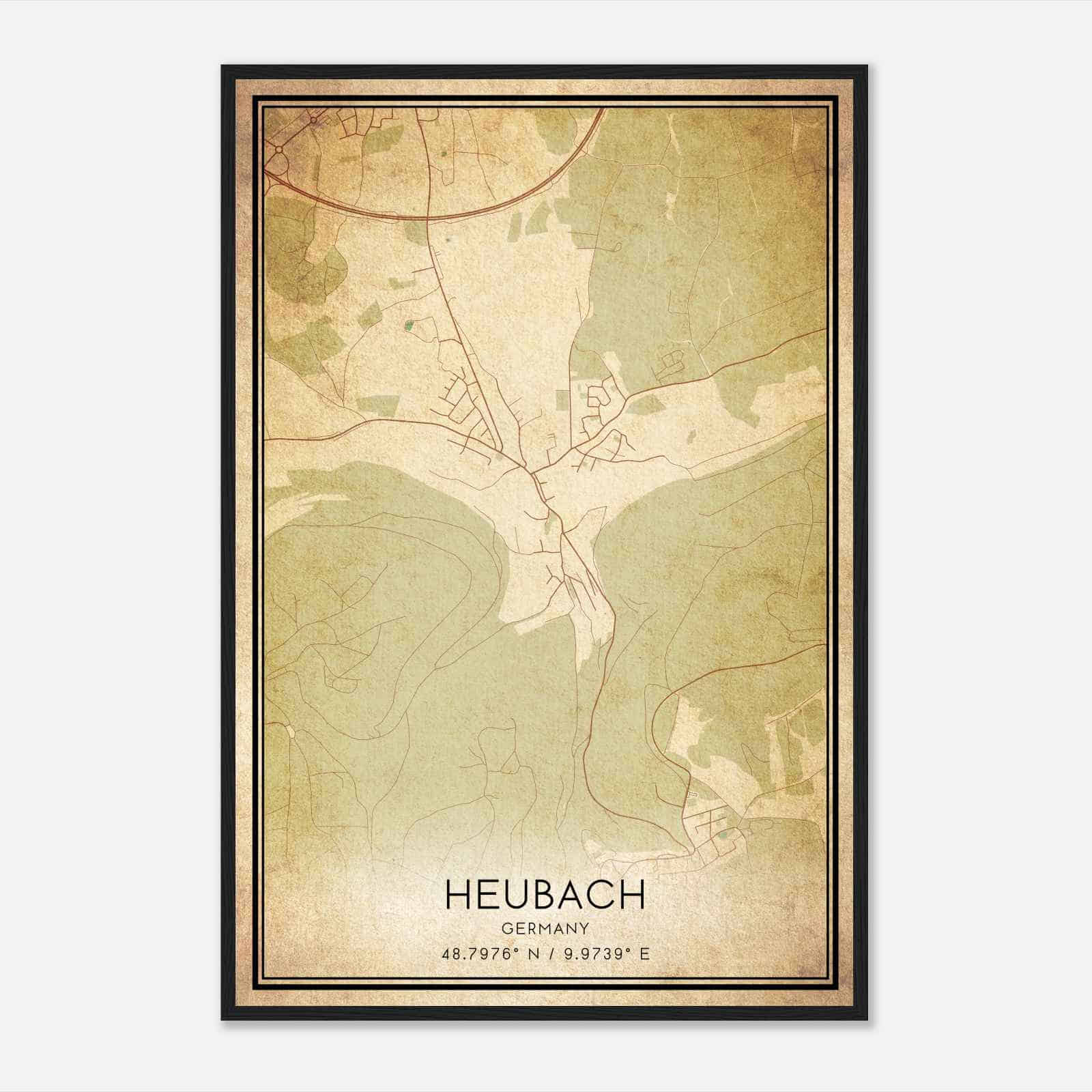 Vintage Lautern Germany Map Poster, Lautern City Road Wall Art Print