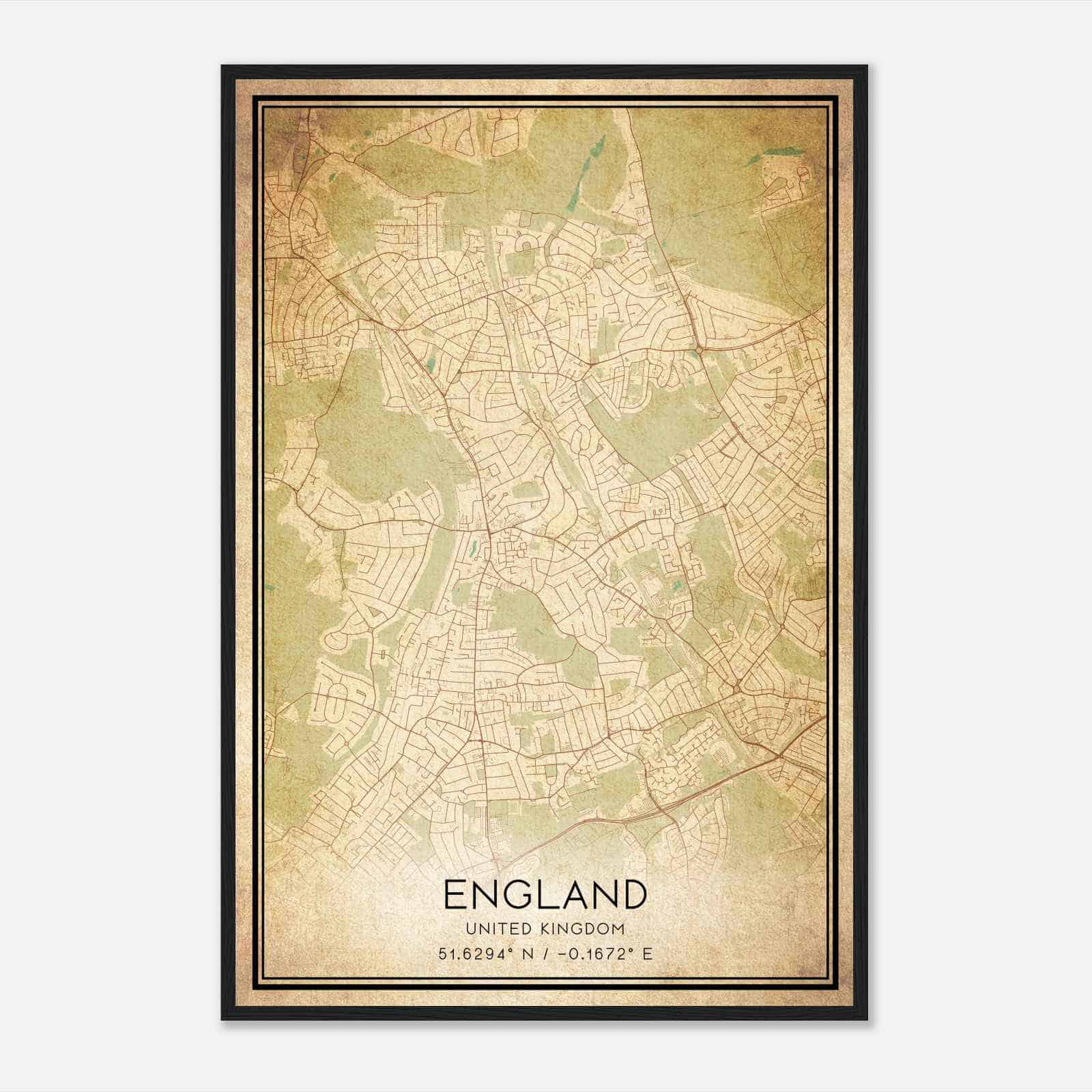 Vintage Whetstone United Kingdom Map Poster, Whetstone City Road Wall Art Print