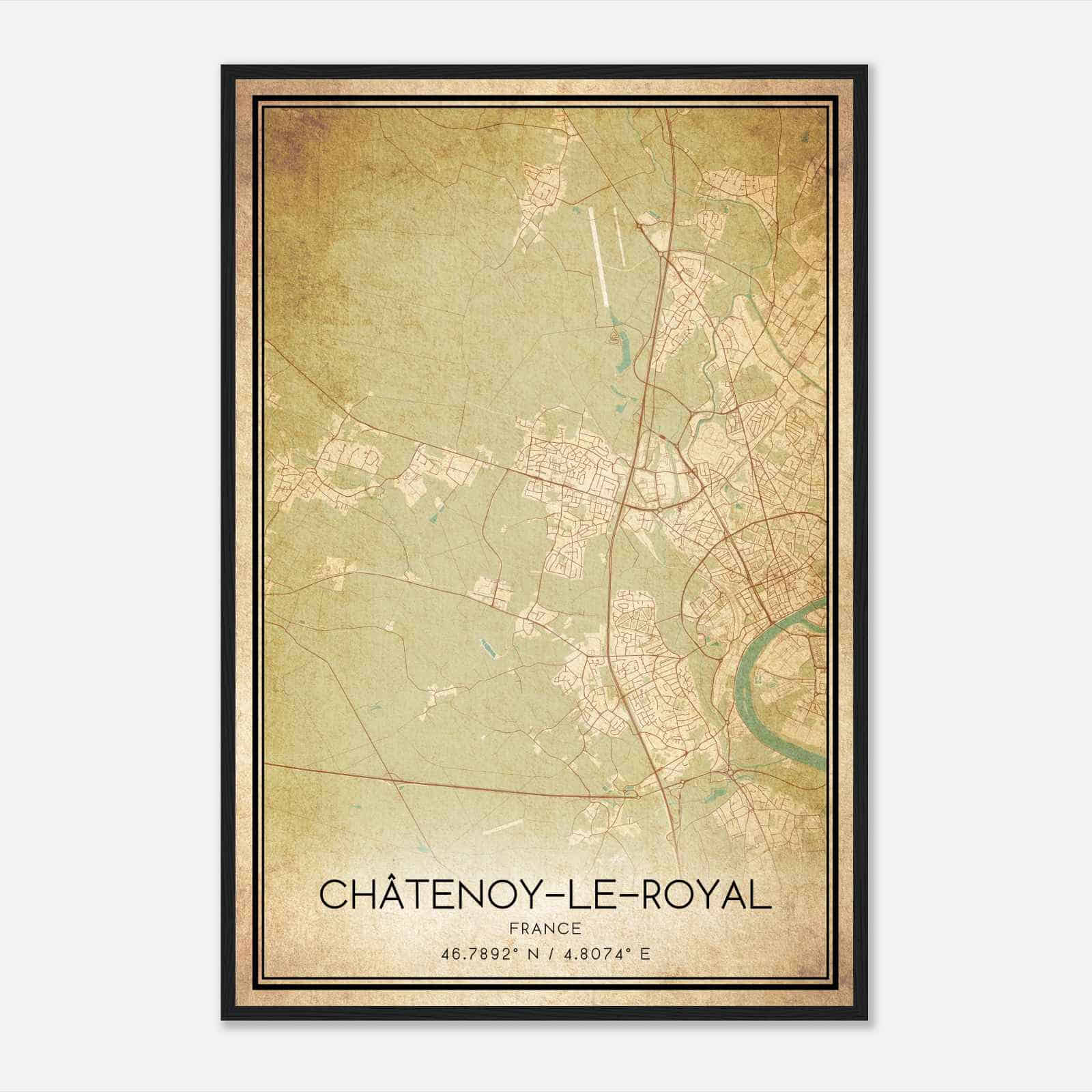 Vintage Chatenoy-le-Royal France Map Poster, Chatenoy-le-Royal City Road Wall Art Print Vintage Chatenoy-le-Royal France Map Poster, Chatenoy-le-Royal City Road Wall Art Print