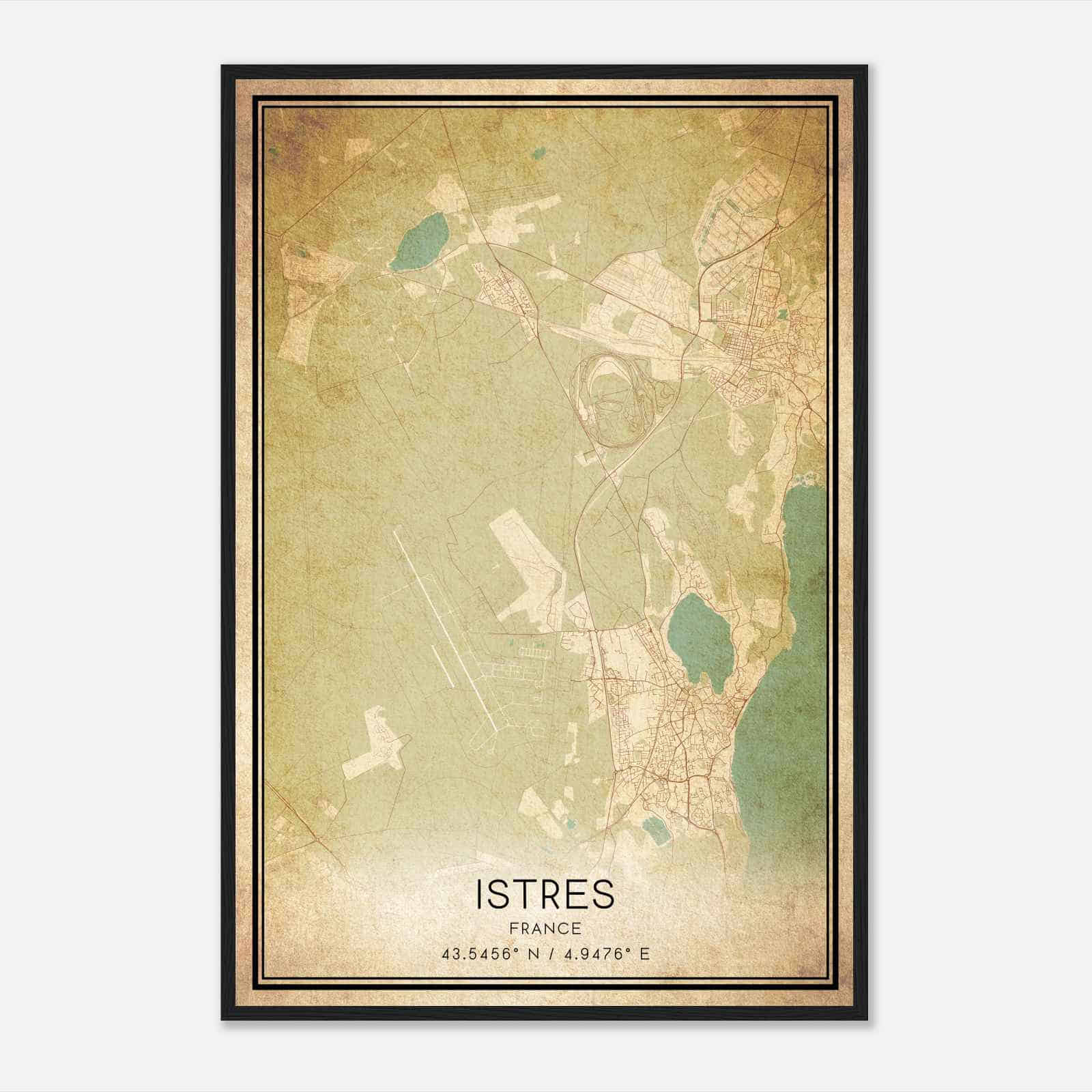 Vintage Istres France Map Poster, Istres City Road Wall Art Print