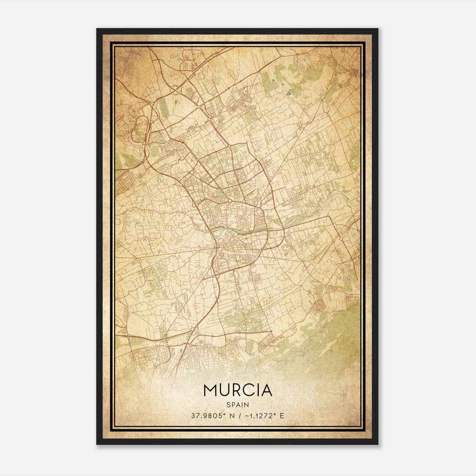 Vintage Murcia Spain Map Poster, Murcia City Road Wall Art Print