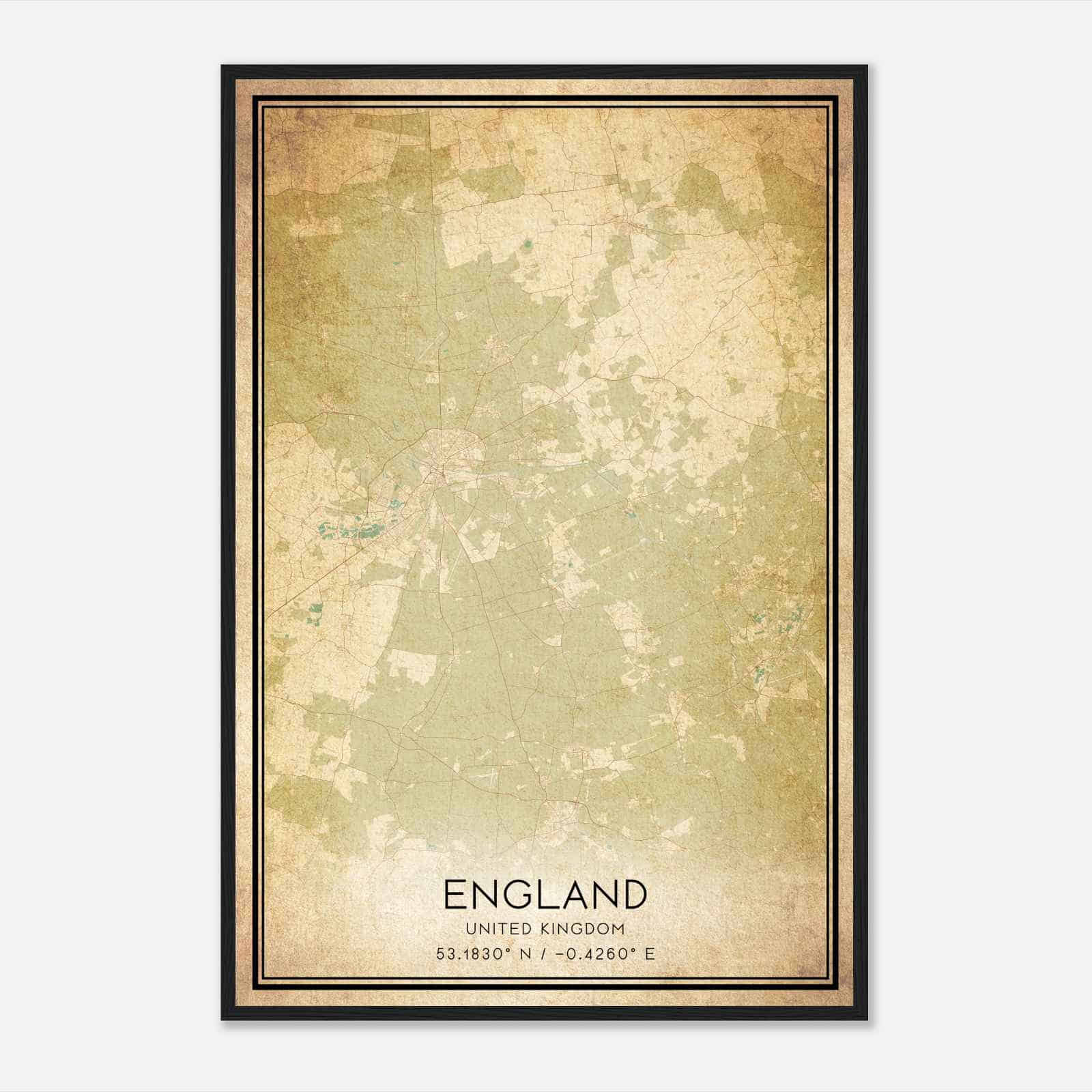 Vintage Lincoln United Kingdom Map Poster, Lincoln City Road Wall Art Print