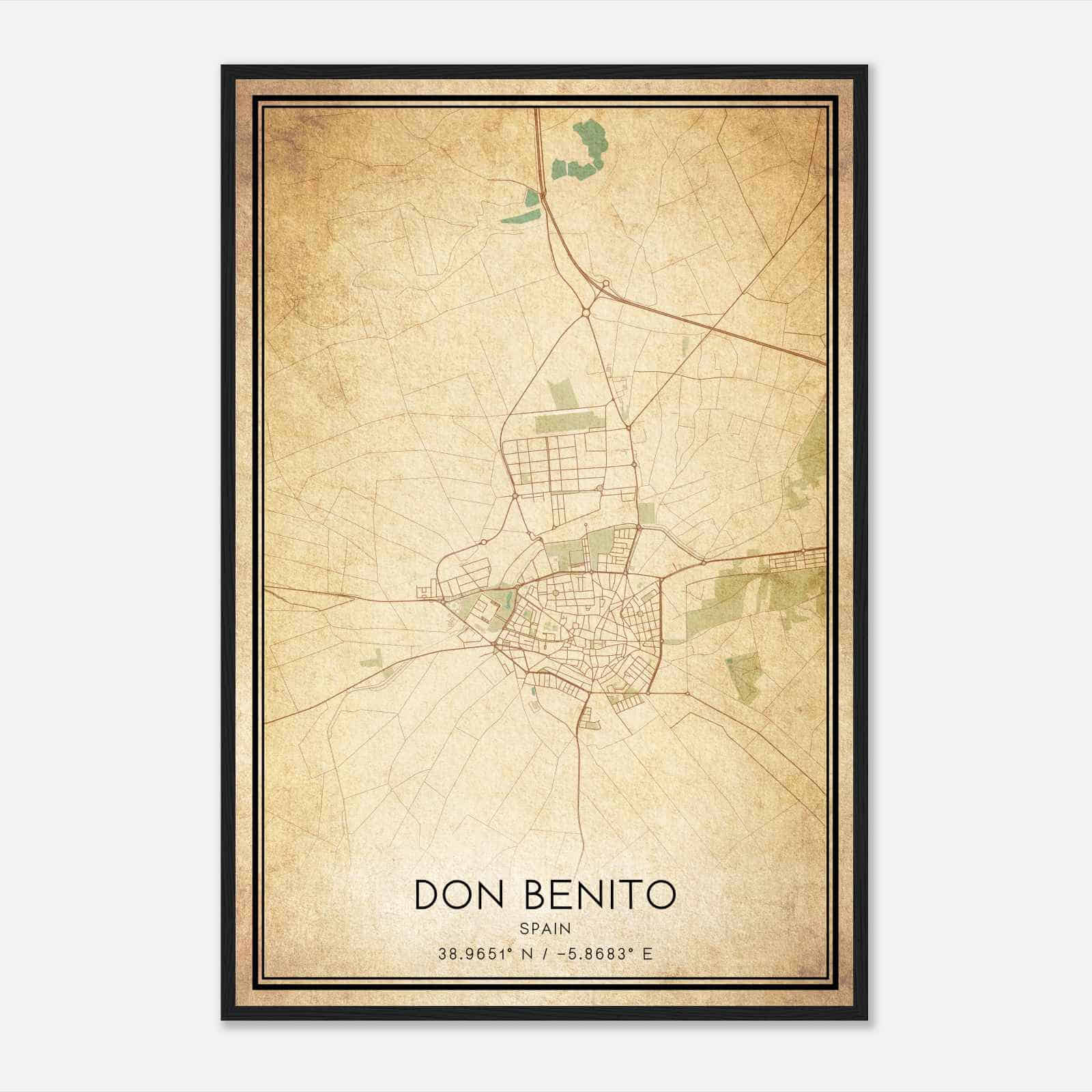 Vintage Don Benito Spain Map Poster, Don Benito City Road Wall Art Print Vintage Don Benito Spain Map Poster, Don Benito City Road Wall Art Print