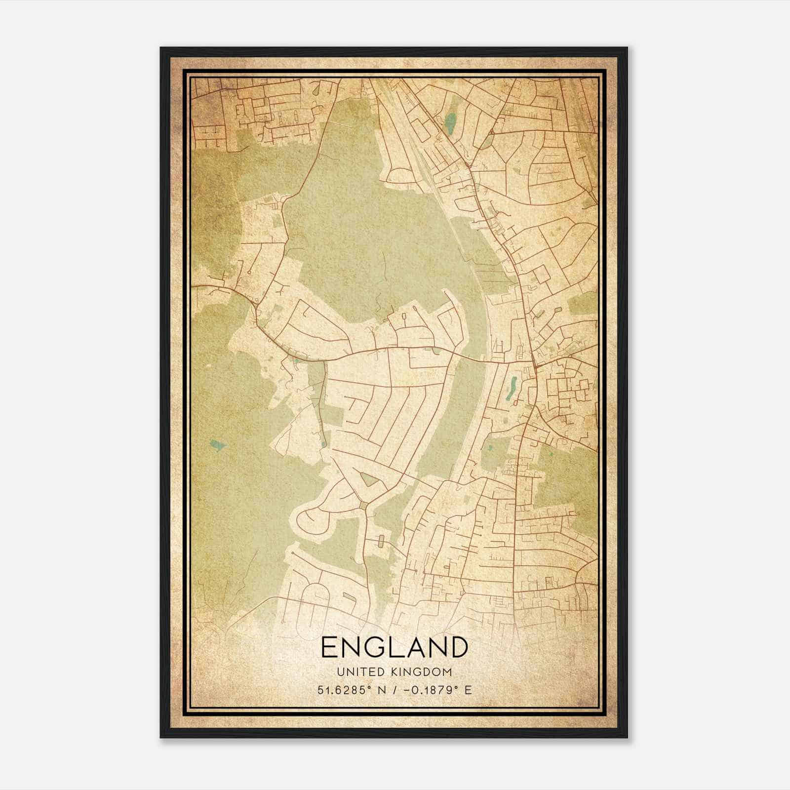 Vintage Totteridge United Kingdom Map Poster, Totteridge City Road Wall Art Print