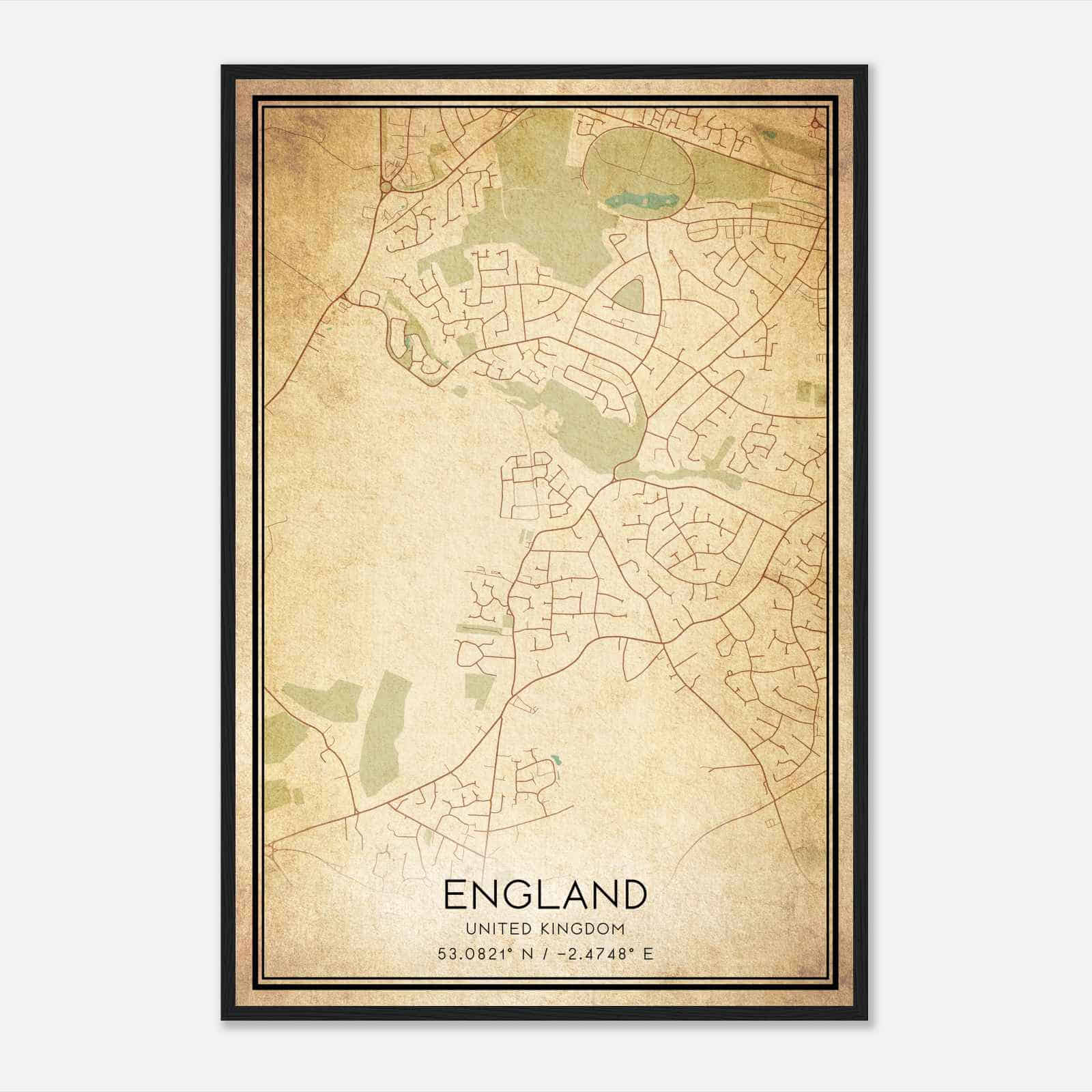 Vintage Wistaston United Kingdom Map Poster, Wistaston City Road Wall Art Print