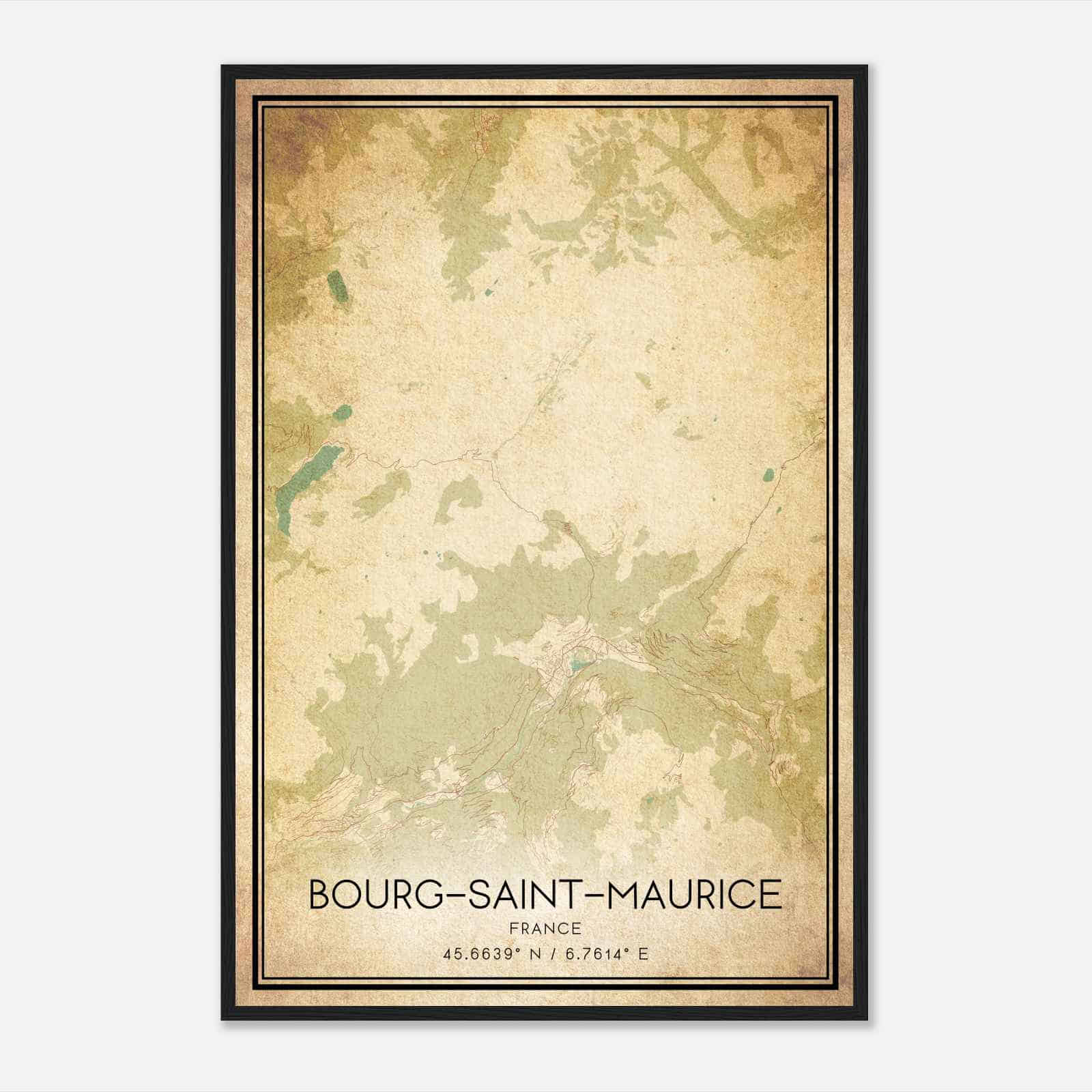 Vintage Bourg-Saint-Maurice France Map Poster, Bourg-Saint-Maurice City Road Wall Art Print