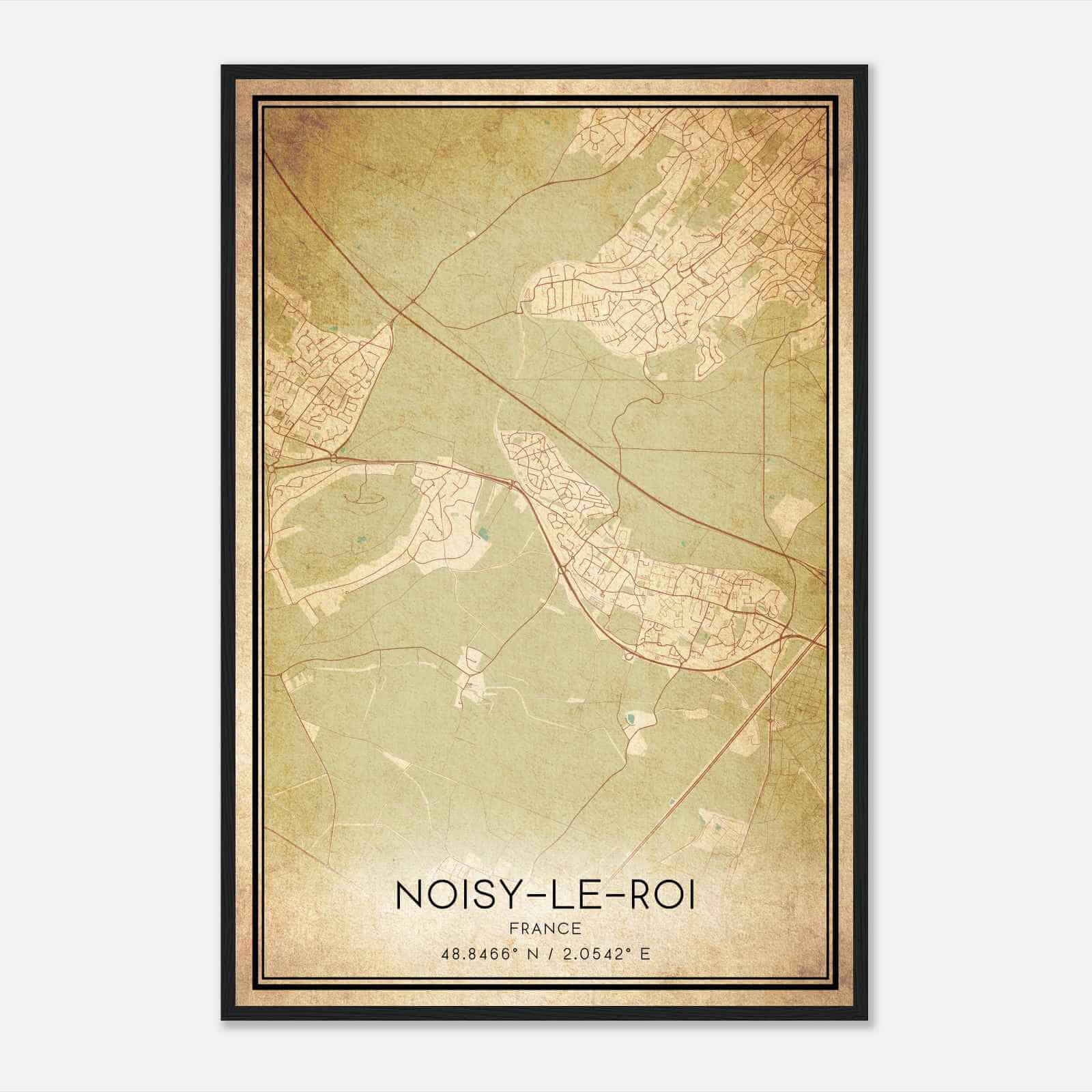 Vintage Noisy-le-Roi France Map Poster, Noisy-le-Roi City Road Wall Art Print